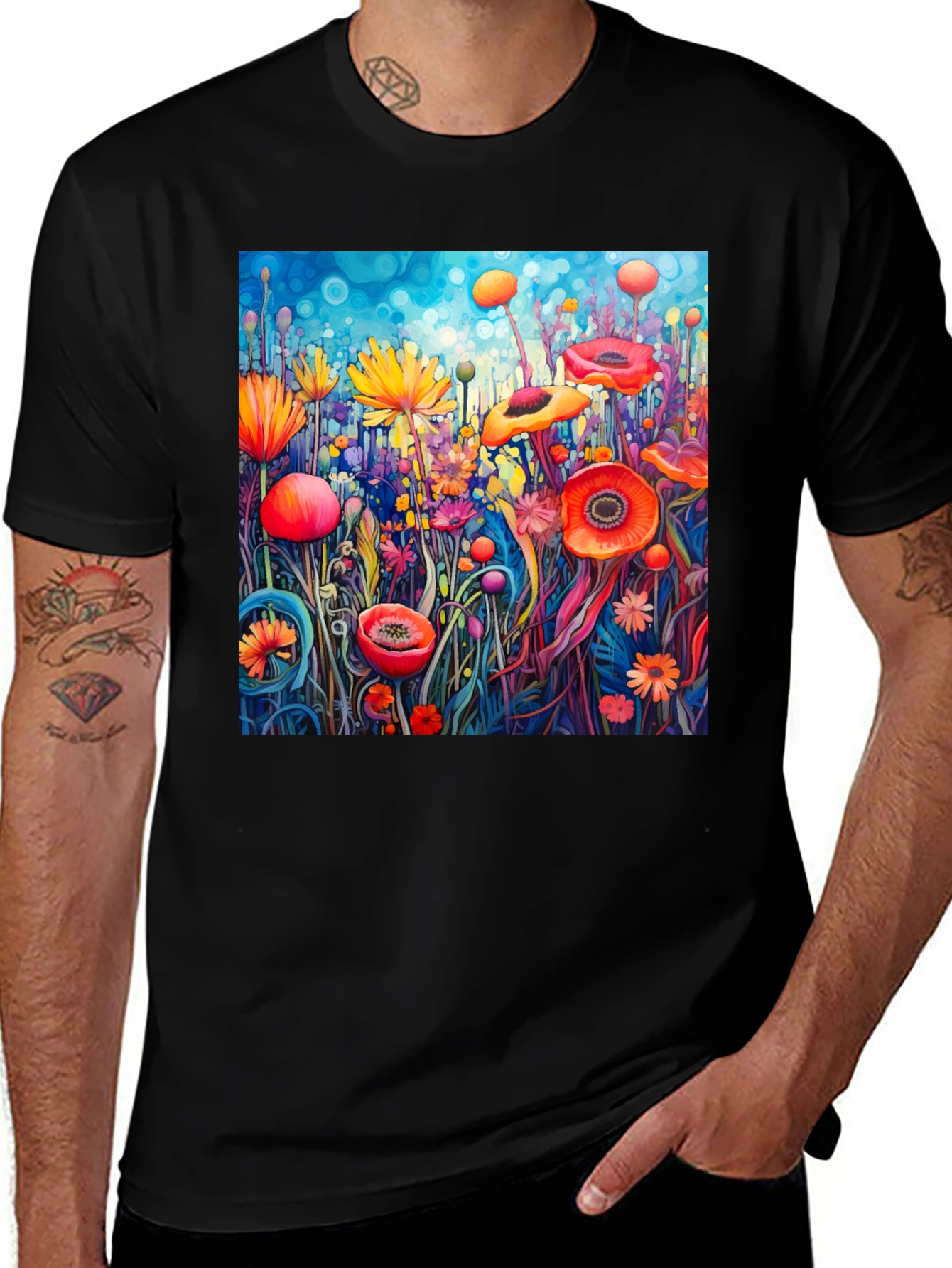 Variant 16 of Vibrant Floral Art Print T-Shirt