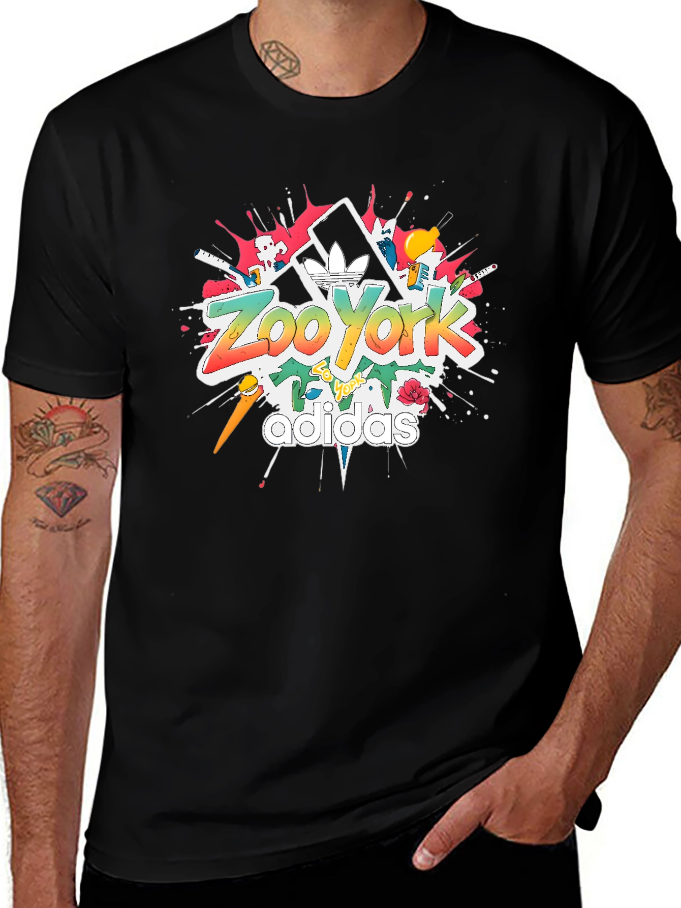 Variant 30 of Zoo York Adidas Graphic Print Black T-Shirt