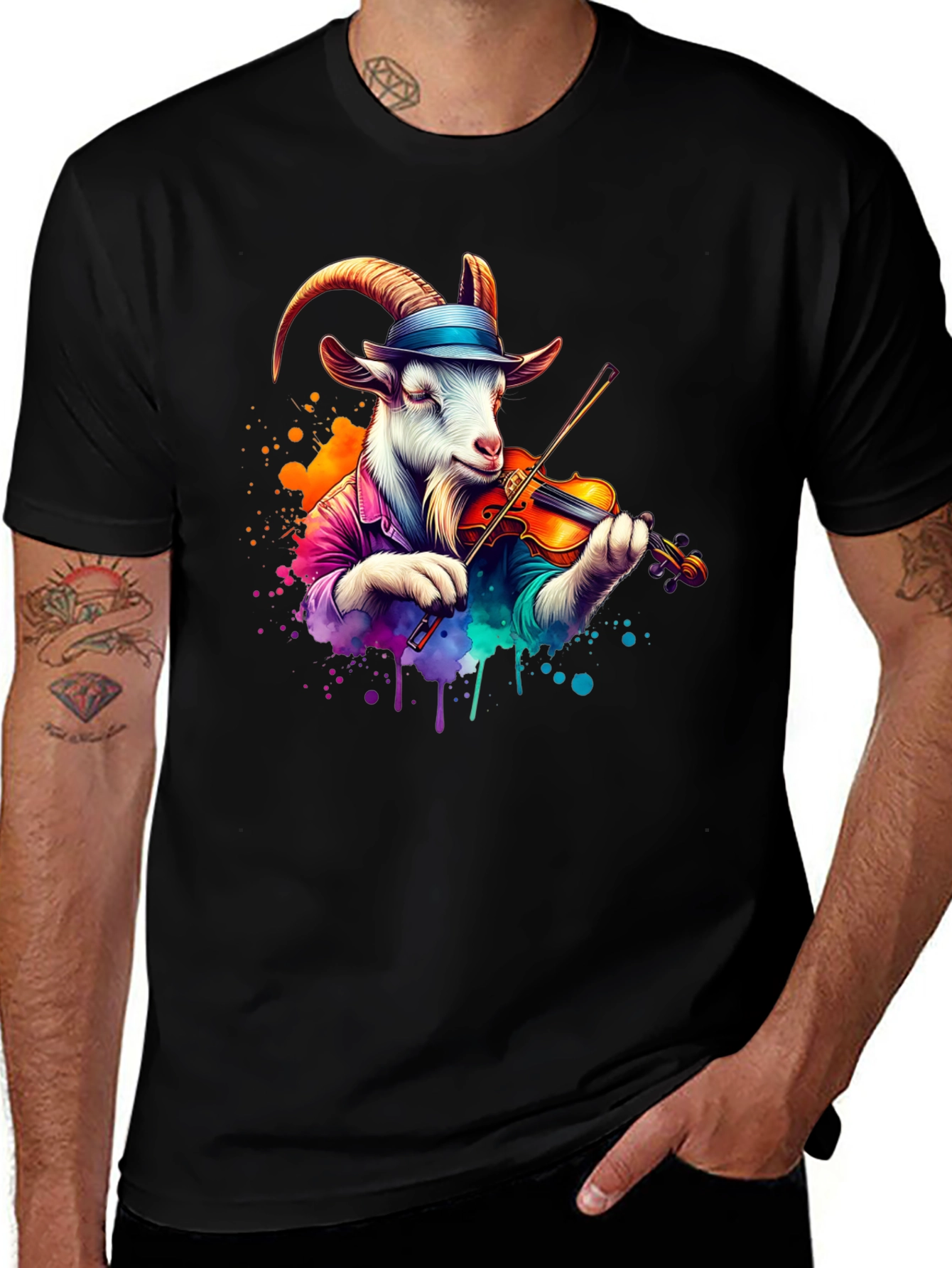 Variant 14 of Goat Musician T-Shirt - Unique Graphic Tee