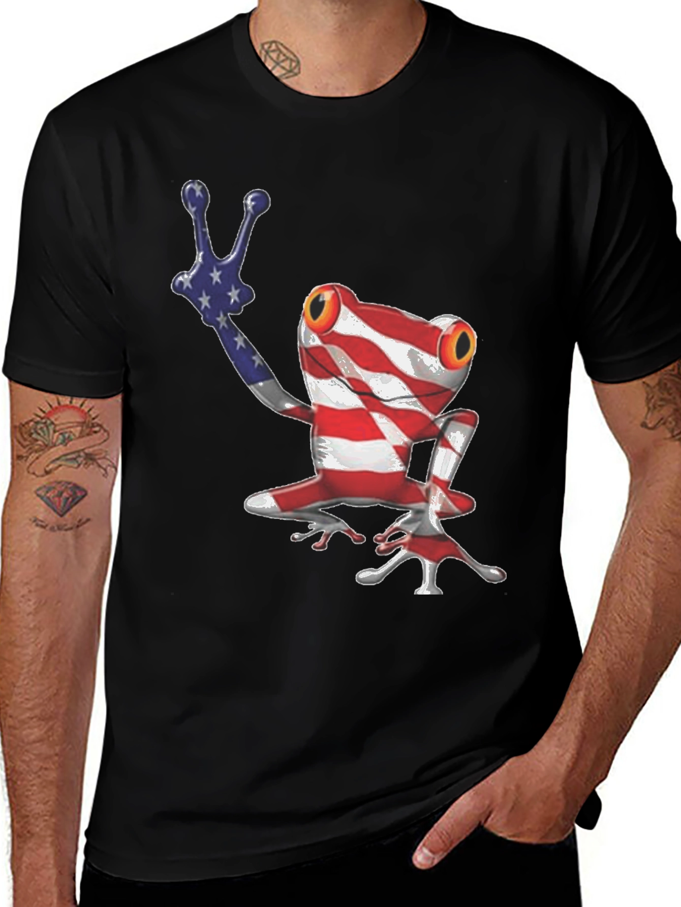 Variant 25 of Patriotic Frog T-Shirt - American Flag Design
