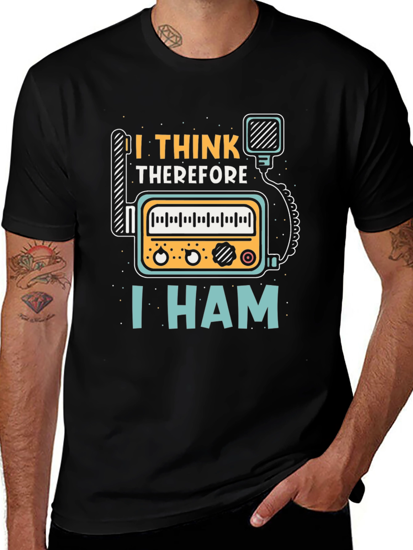 Variant 29 of I Think Therefore I Ham T-Shirt Funny Ham Radio Operator Tee
