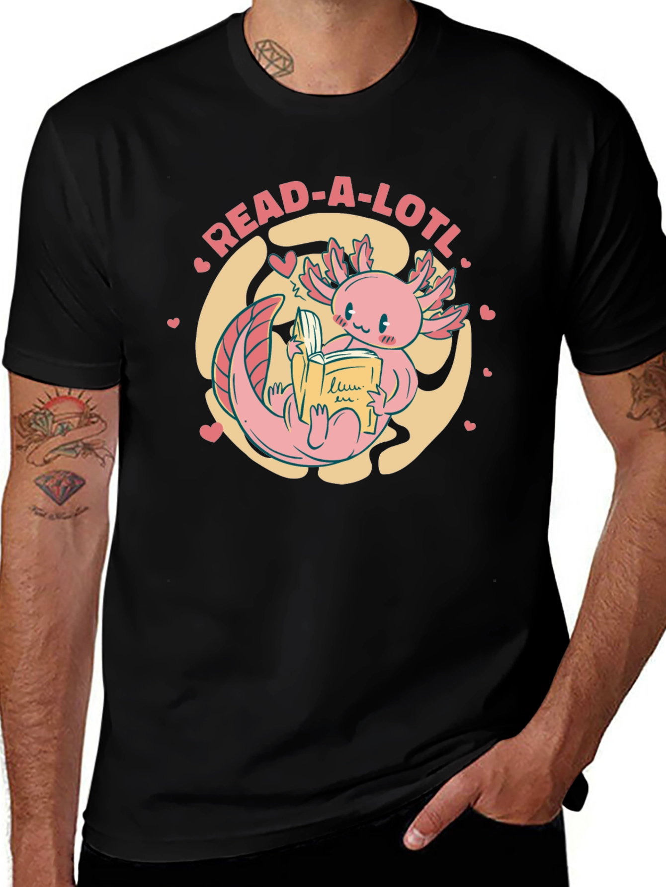 Variant 3 of Read-A-Lotl T-Shirt: Adorable Axolotl Reader