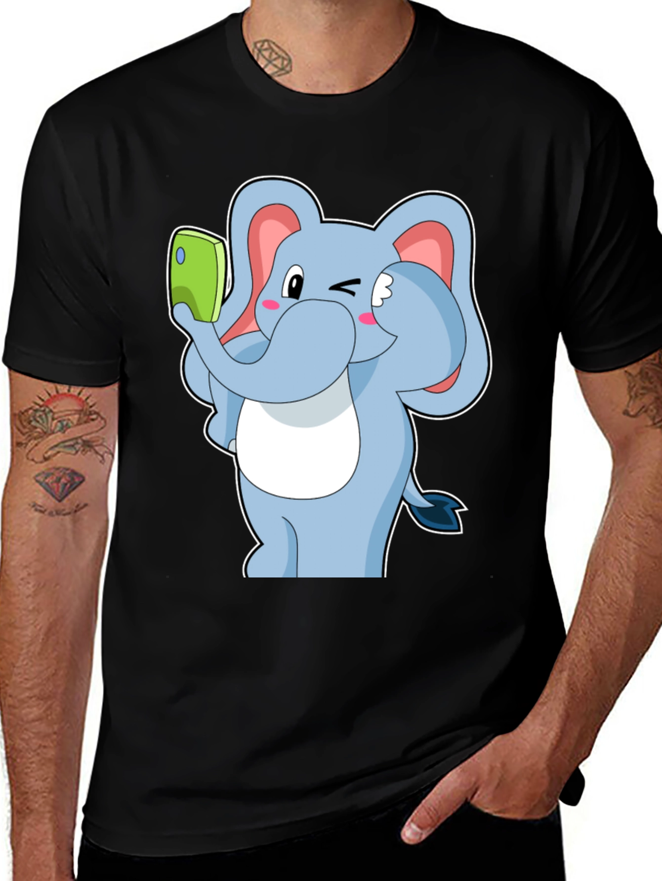 Variant 27 of Elephant Selfie T-Shirt - Fun Cartoon Tee