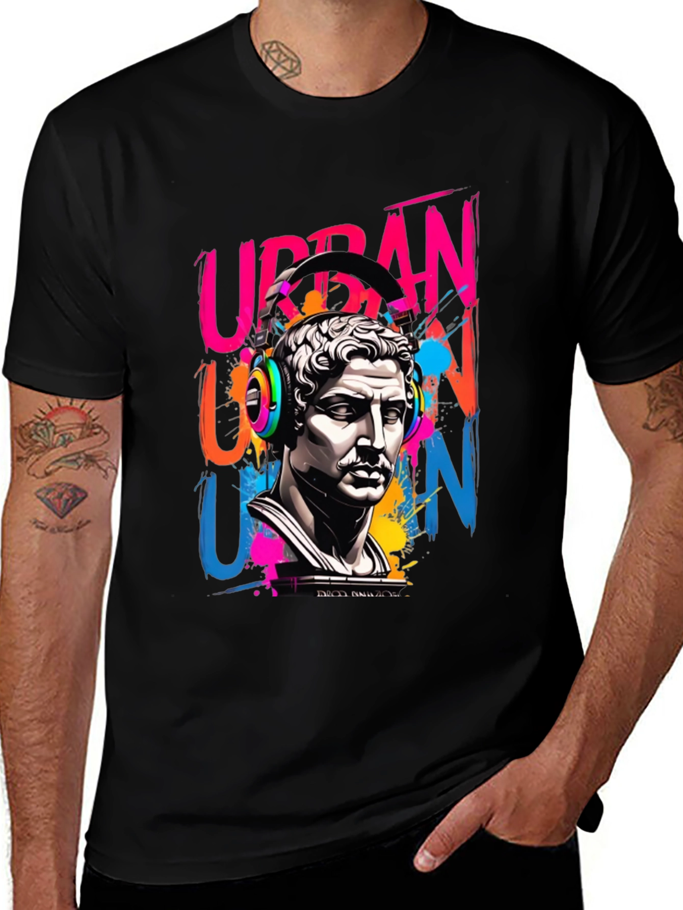 Variant 28 of Urban Vibes Graphic Tee - Men's Black T-Shirt