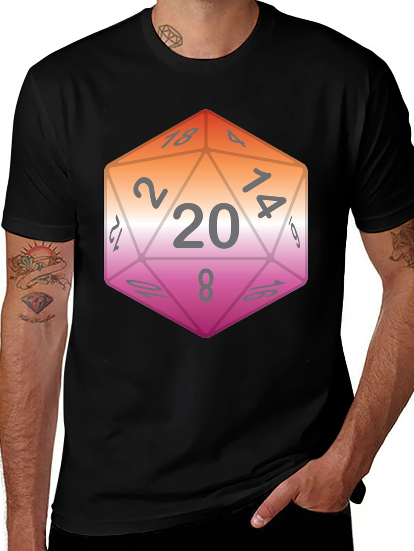LGBT D20 Dice Graphic Tee - Pride Style