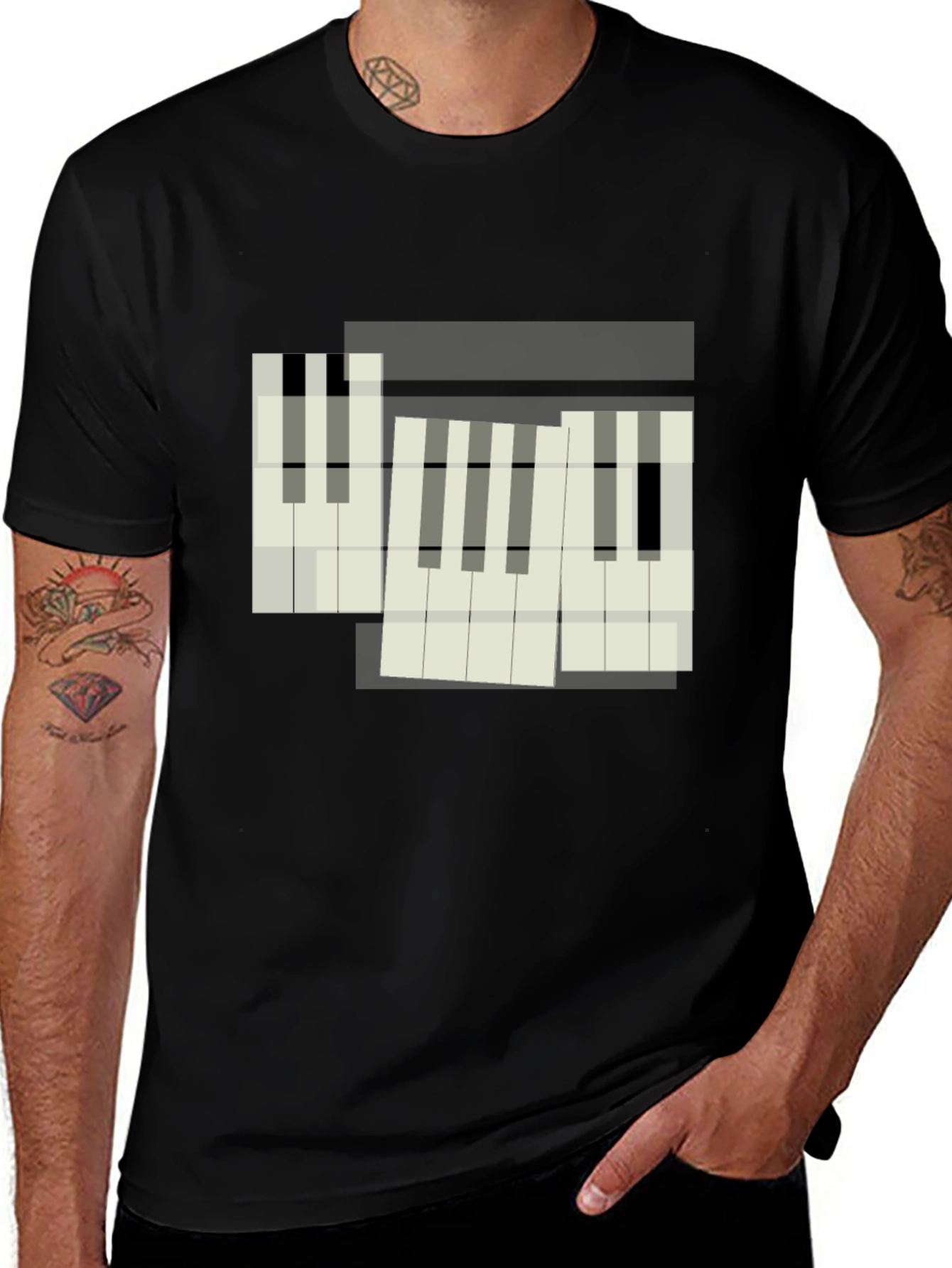 Abstract Piano Keys Graphic Tee - Modern Musician Style