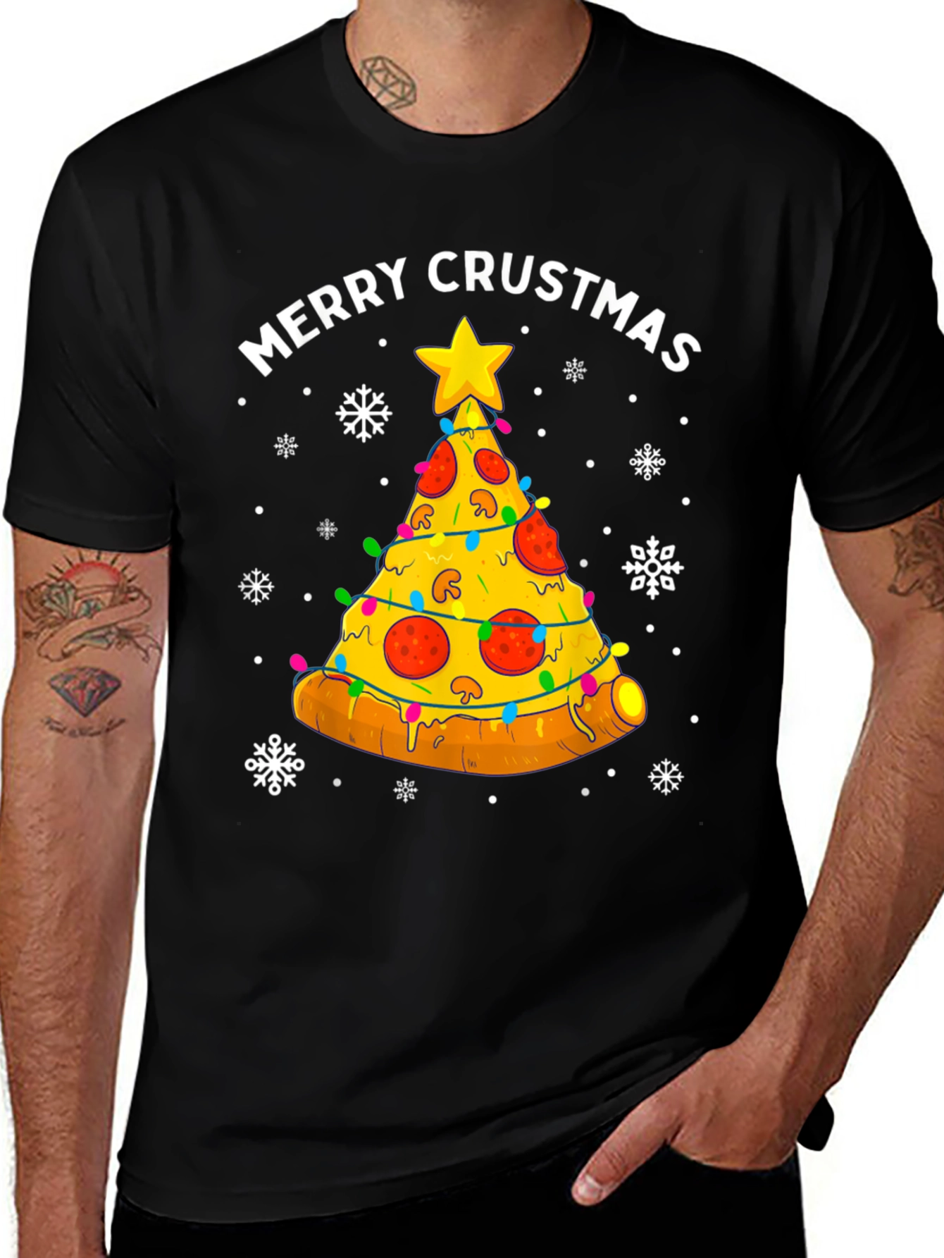 Merry Crustmas Pizza Tree T-Shirt