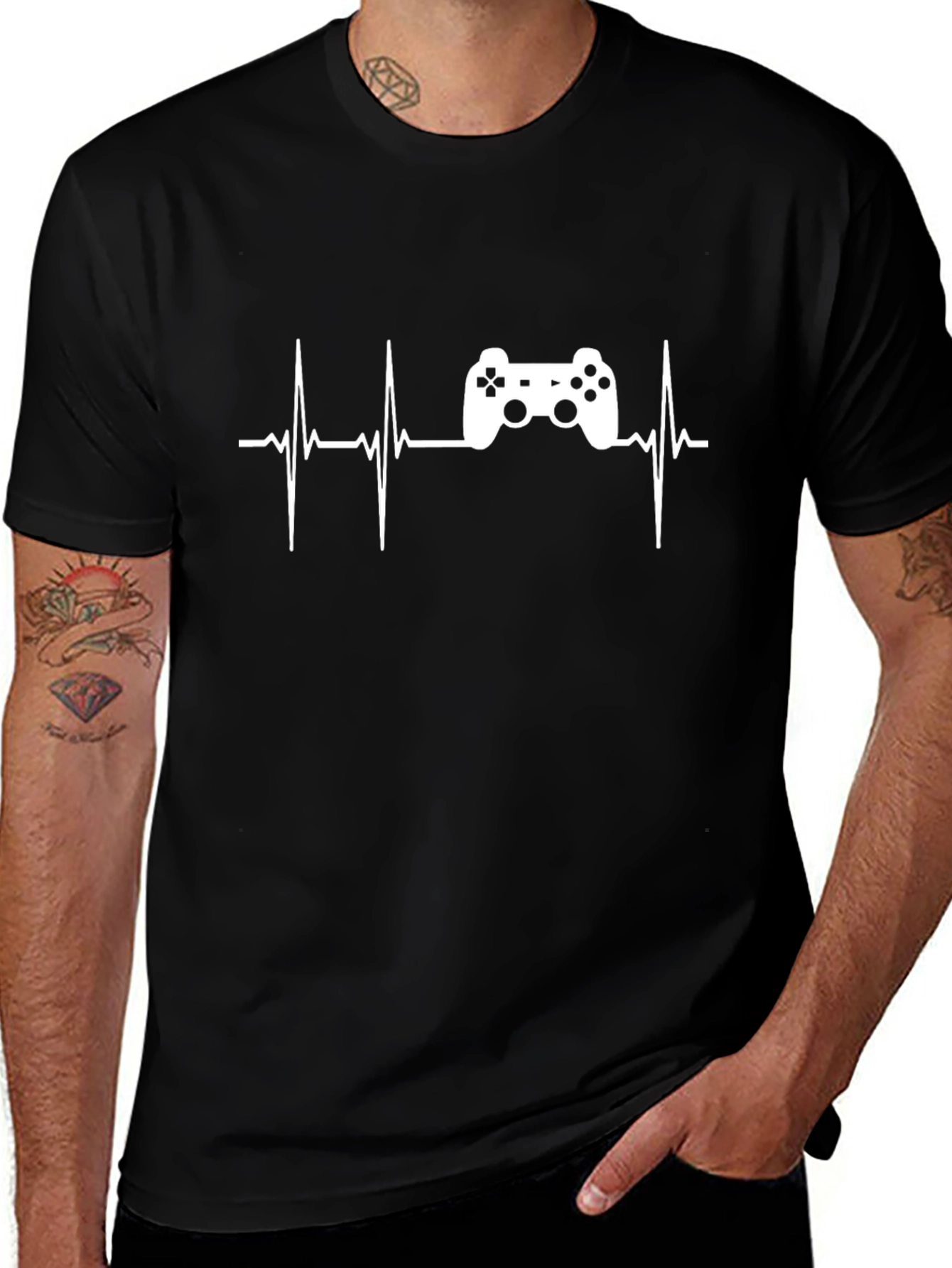 Variant 30 of Gamer Heartbeat Black T-Shirt