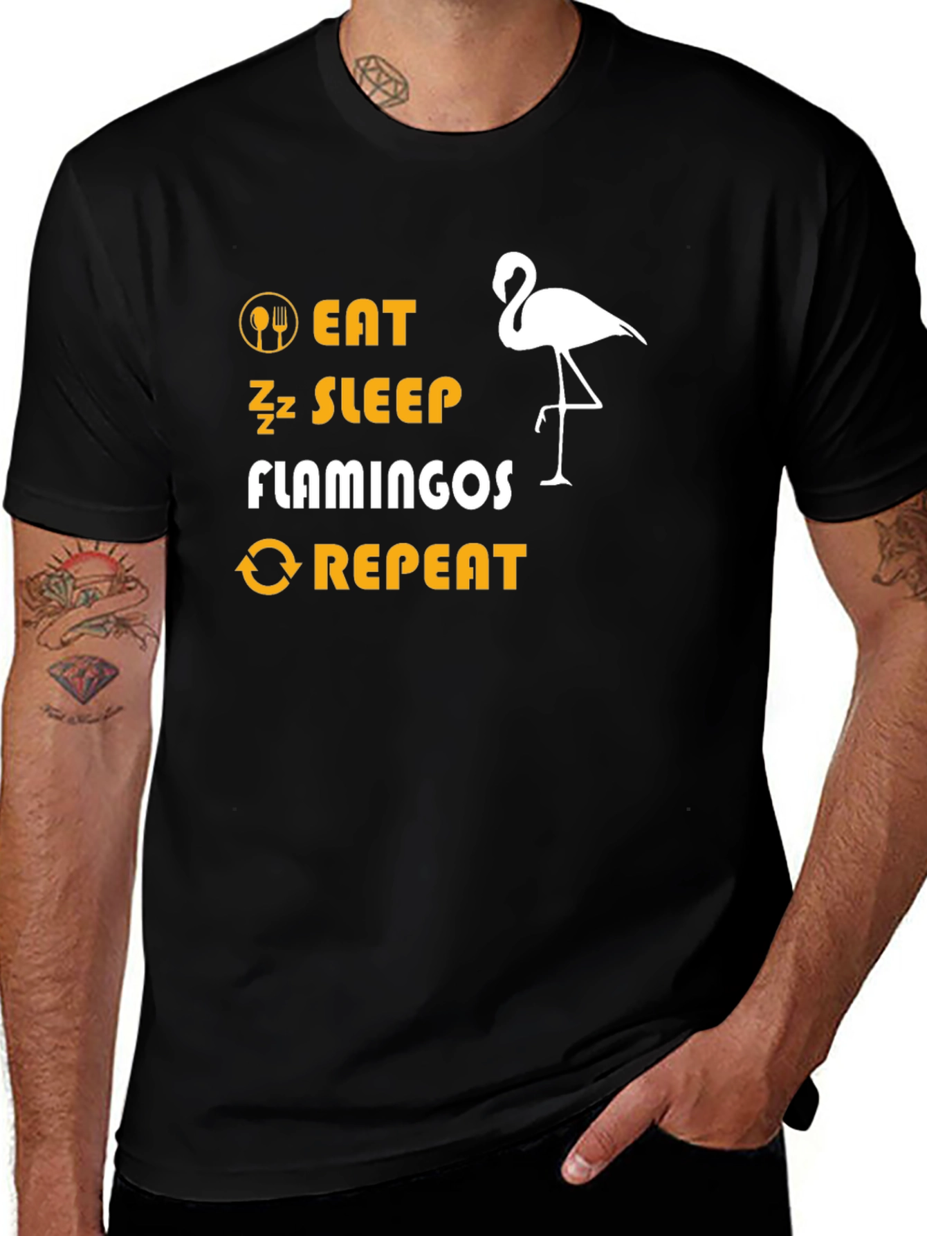 Variant 17 of Eat Sleep Flamingos Repeat Black T-Shirt