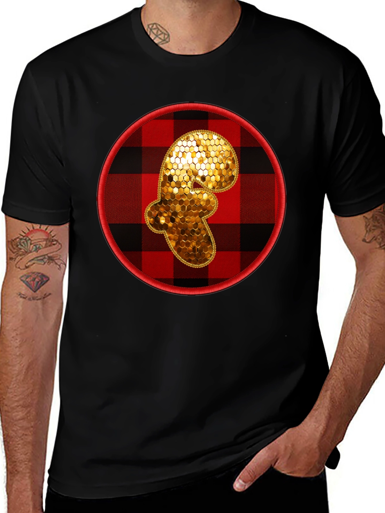 Variant 29 of Plaid Ginger Man Graphic Tee - Holiday Festive Shirt