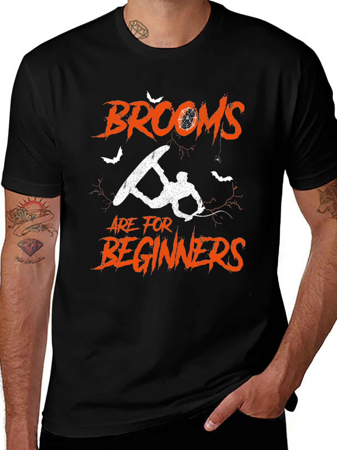 Variant 19 of Brooms Are For Beginners Funny Halloween Waterski T-Shirt