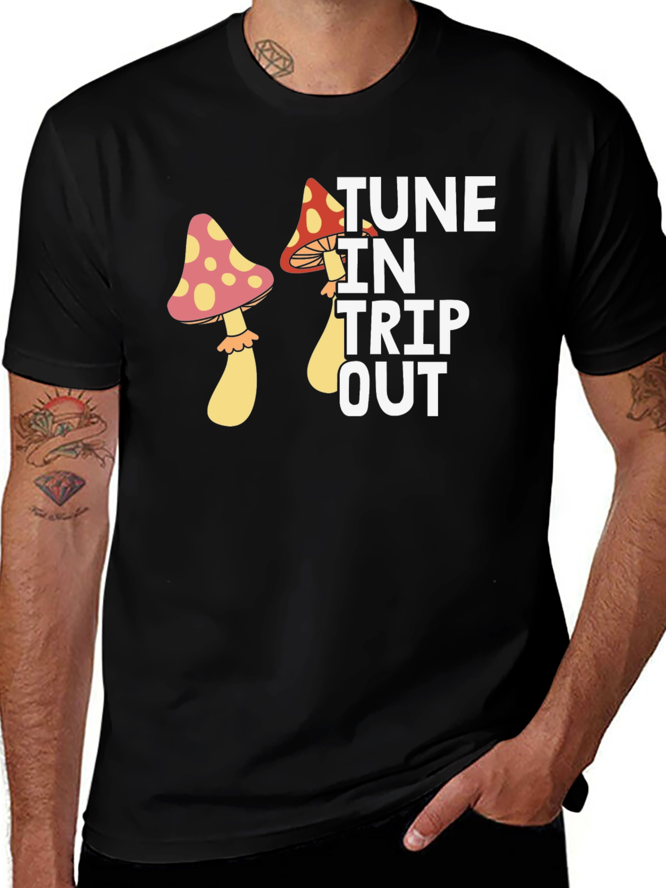 Variant 19 of Tune In Trip Out Mushroom Graphic Tee