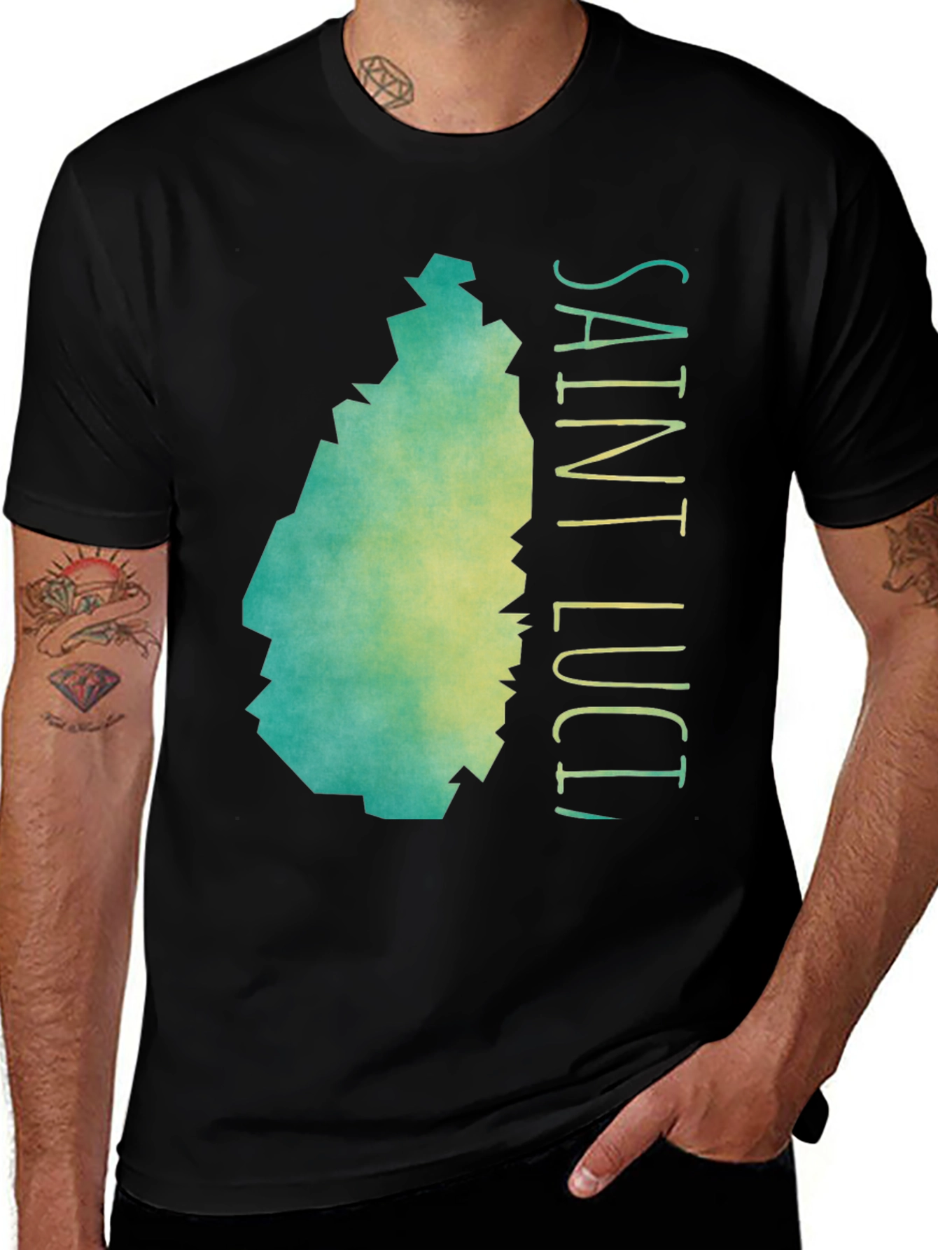 Variant 9 of Saint Lucia Map Graphic T-Shirt