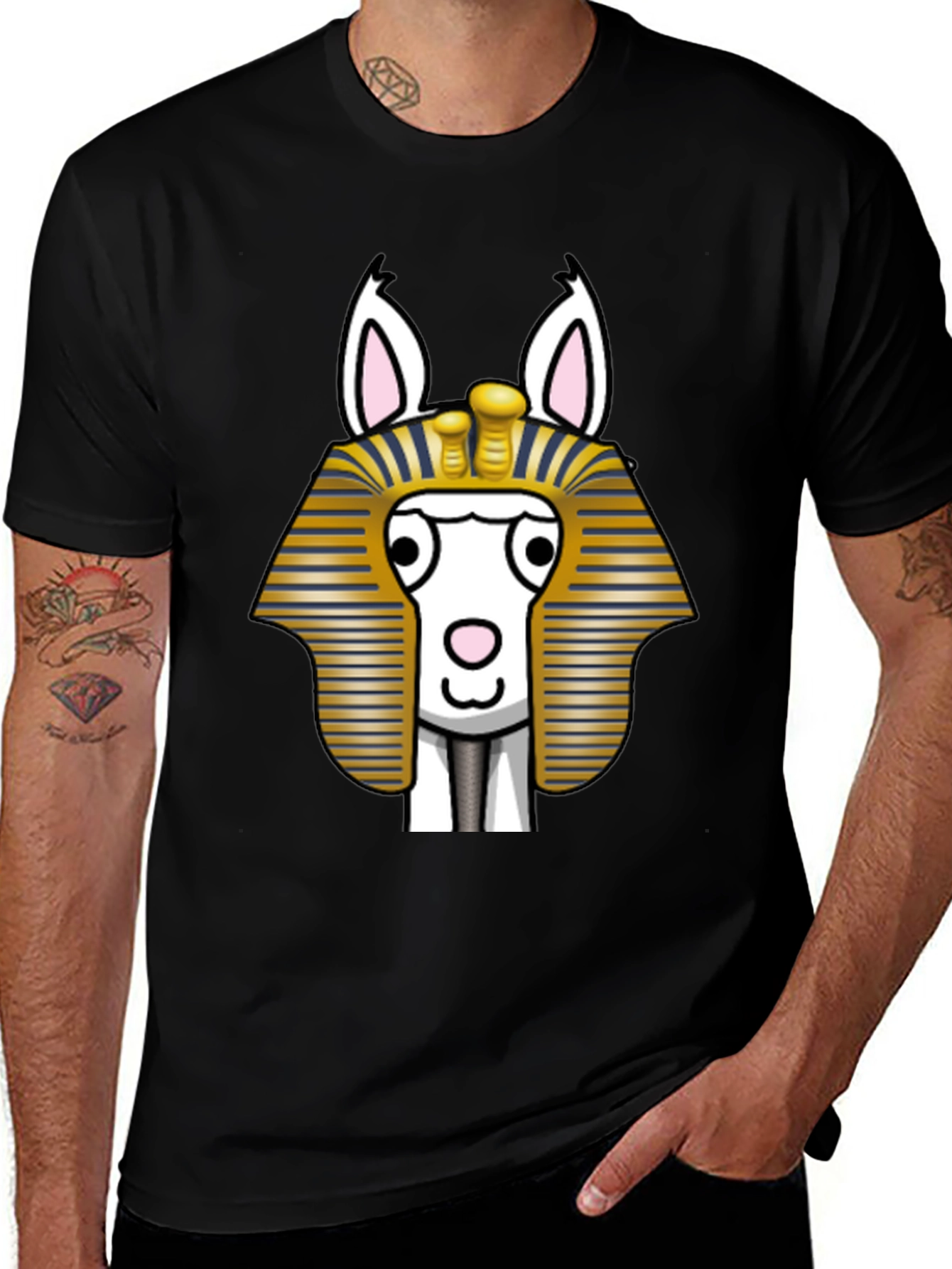 Variant 27 of Llama Pharaoh Graphic Tee - Black Novelty T-Shirt