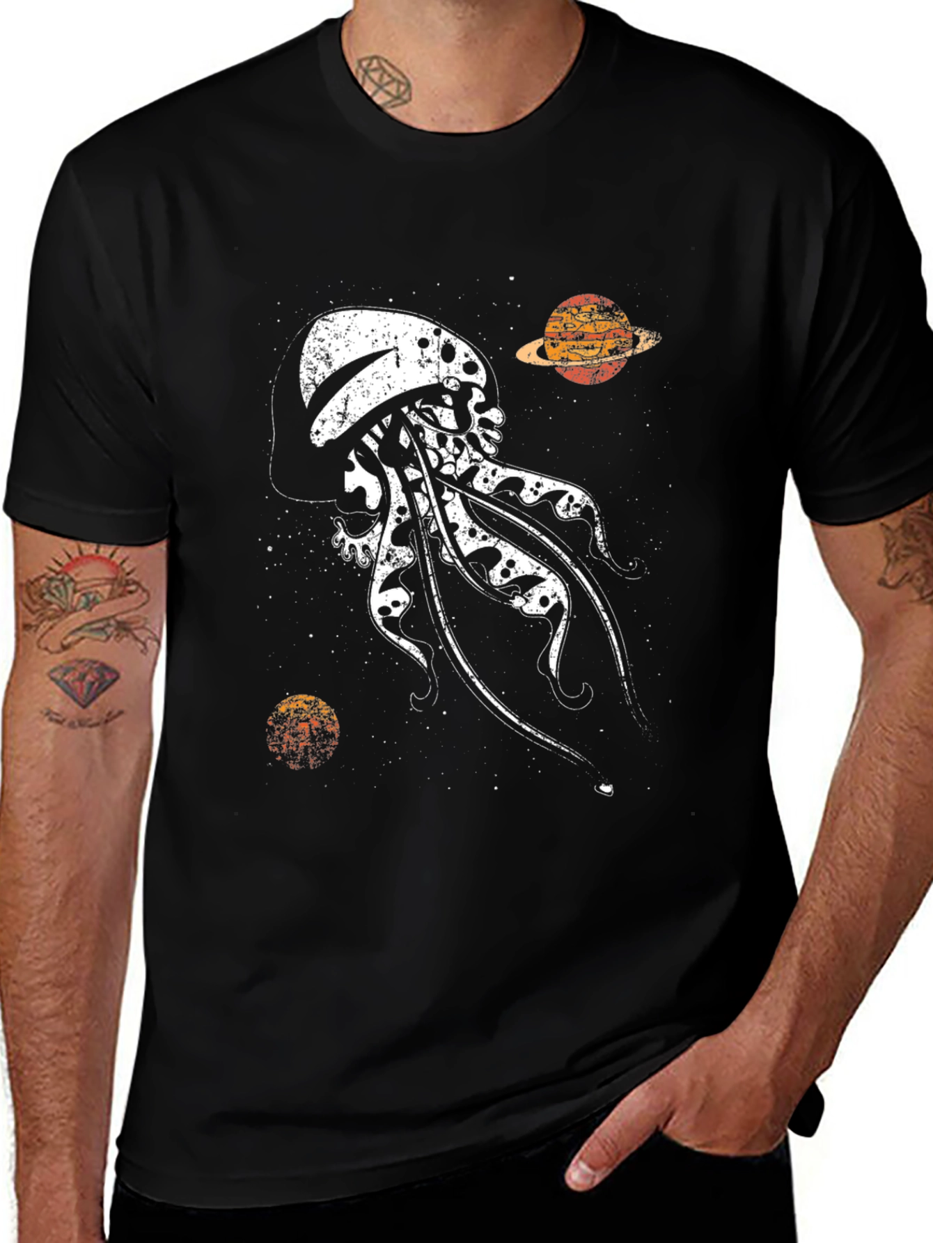 Variant 9 of Skull Jellyfish Galaxy Black T-Shirt