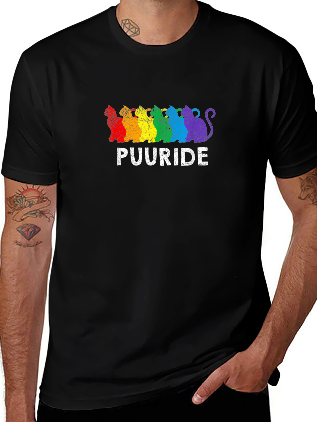 Variant 12 of Puuride Pride Cats T-Shirt - LGBTQ+ Rainbow Tee