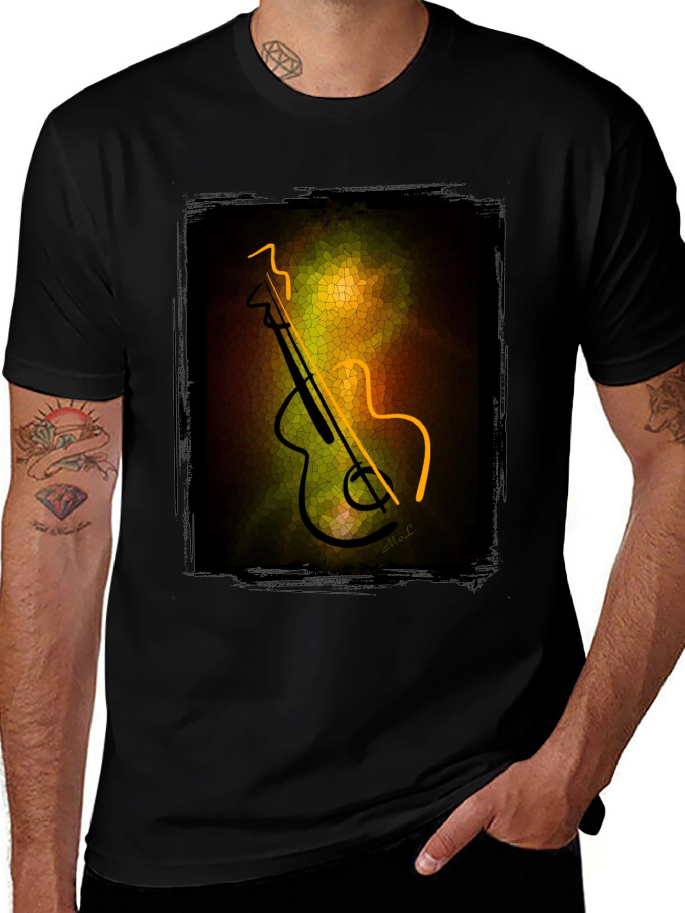 Variant 30 of Abstract Guitar Graphic Tee - Modern Musician Style