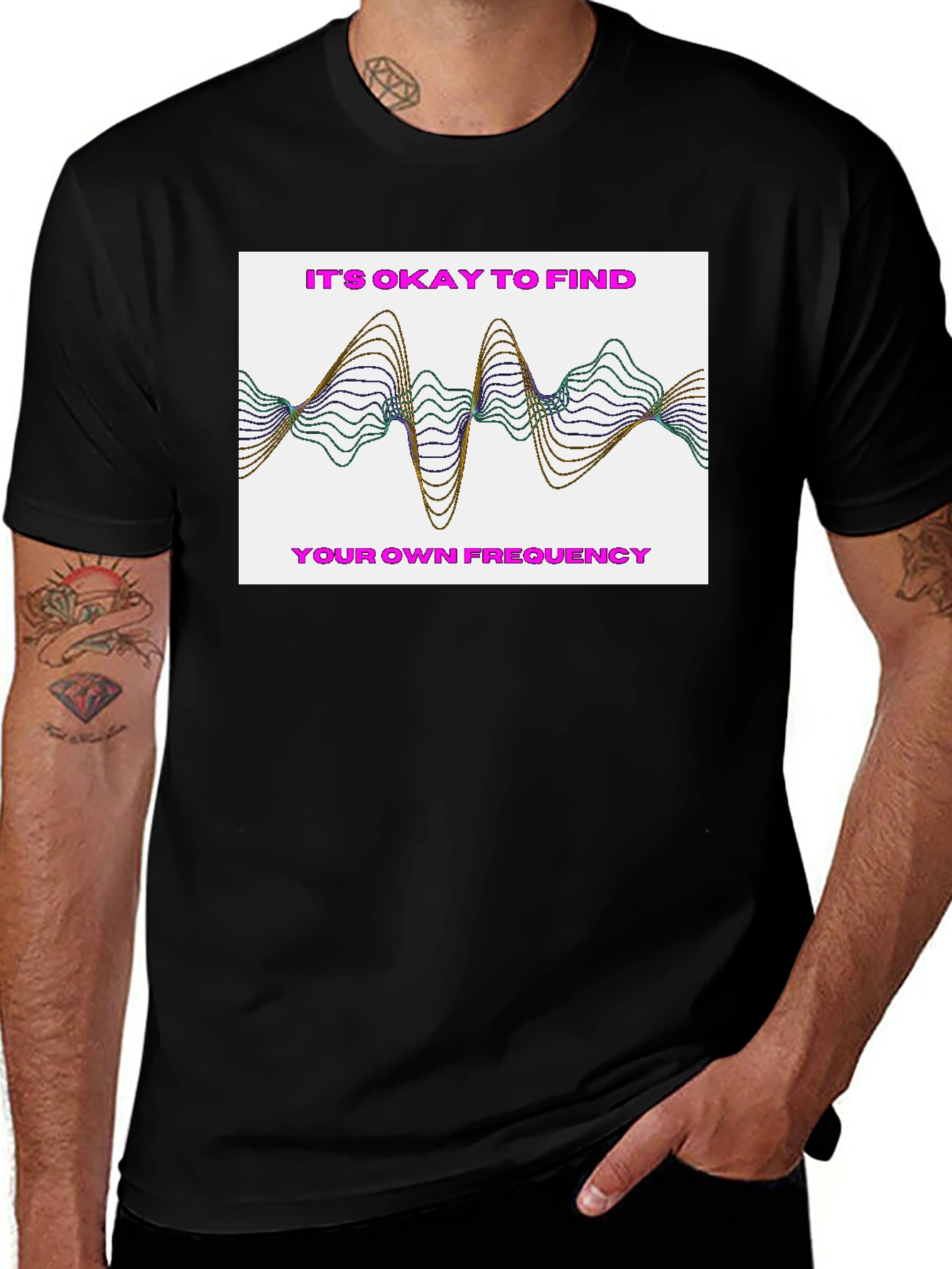 Variant 25 of Find Your Frequency Graphic Tee - Stylish Black T-Shirt