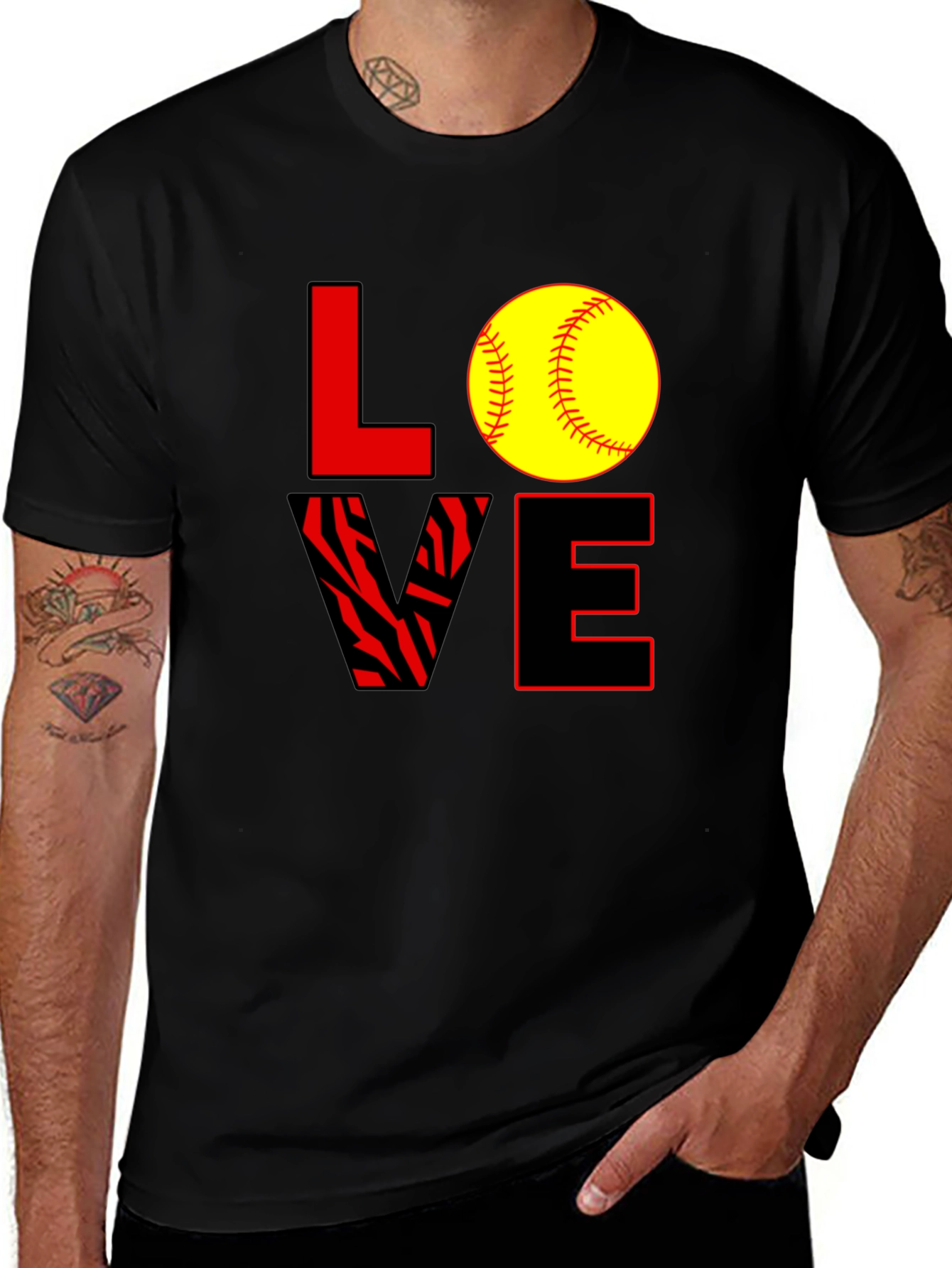 Variant 16 of Love Softball Graphic Tee - Black