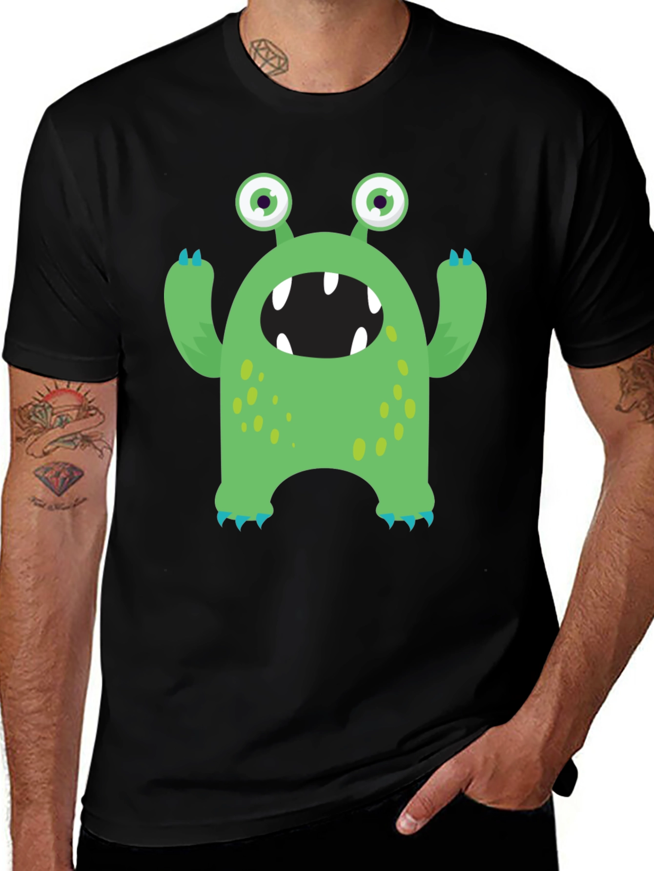 Variant 26 of Monster Graphic Tee - Fun Black T-Shirt