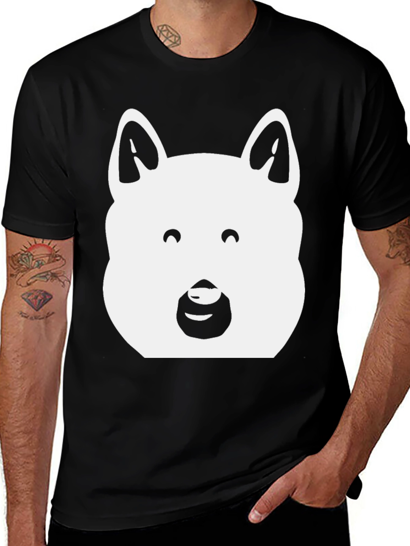 Variant 23 of Dog Face Graphic Print Black T-Shirt