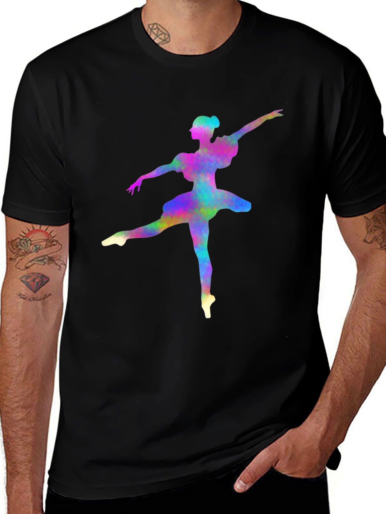 Colorful Ballerina Graphic T-Shirt - Black
