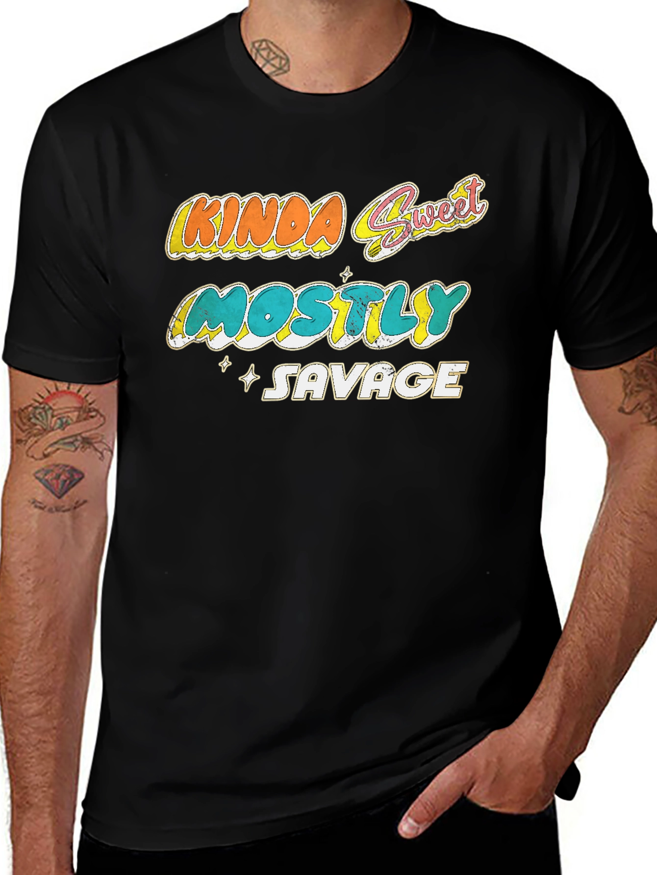 Variant 5 of Kinda Sweet Mostly Savage Black Graphic Tee