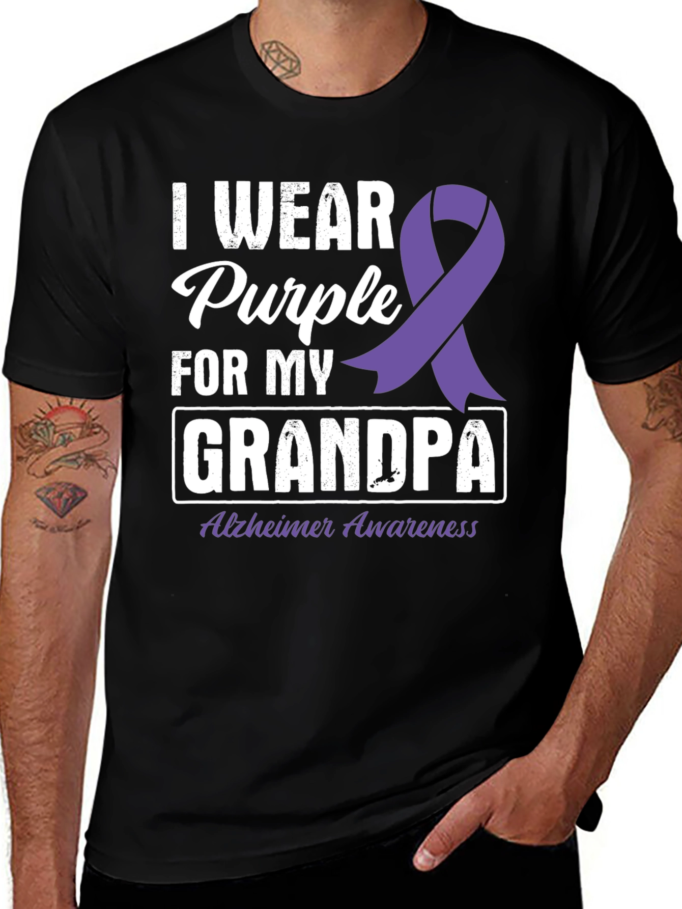 Variant 3 of Purple Ribbon Alzheimer's Awareness Grandpa T-Shirt