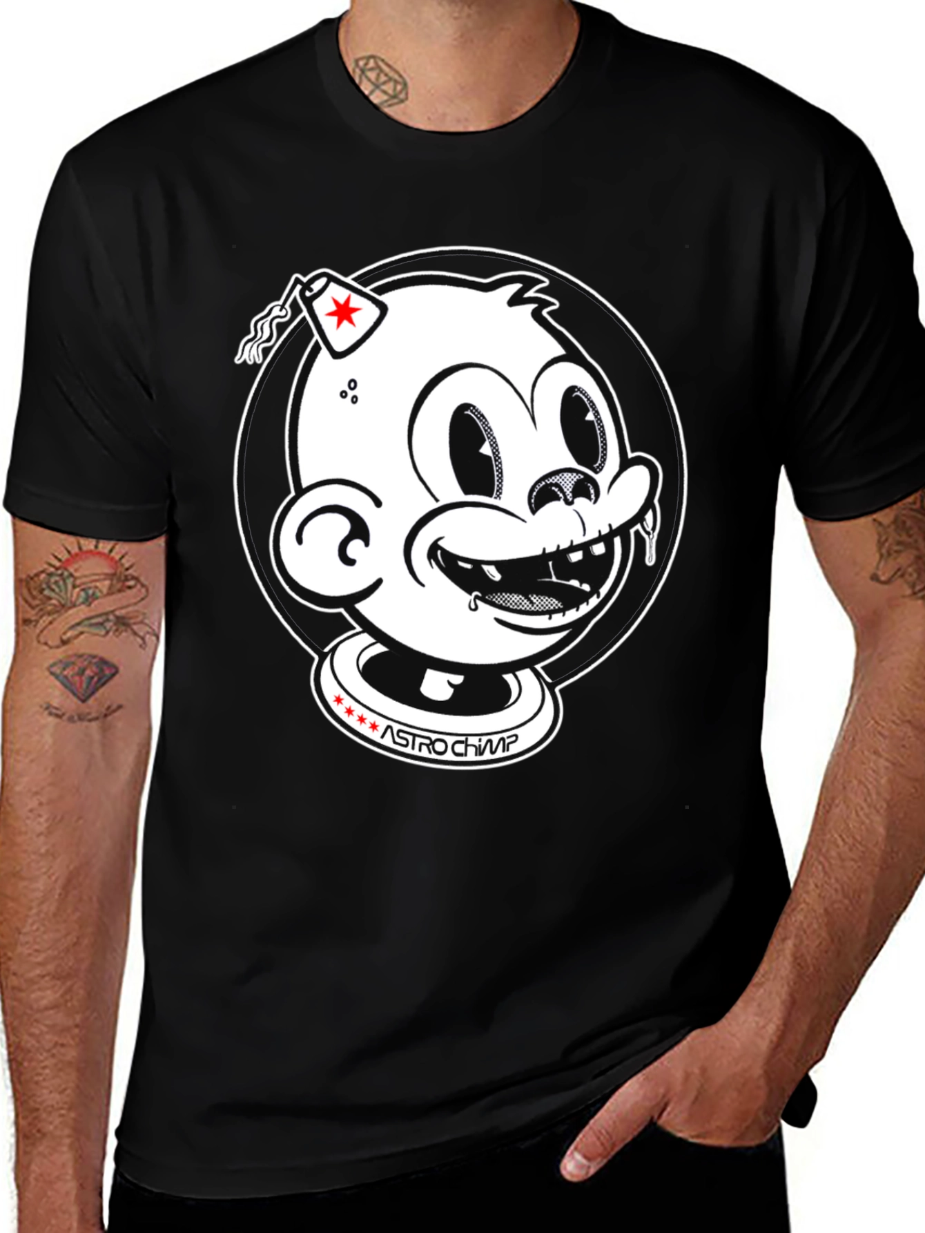 Variant 22 of Astro Chimp Graphic T-Shirt - Bold Black Tee