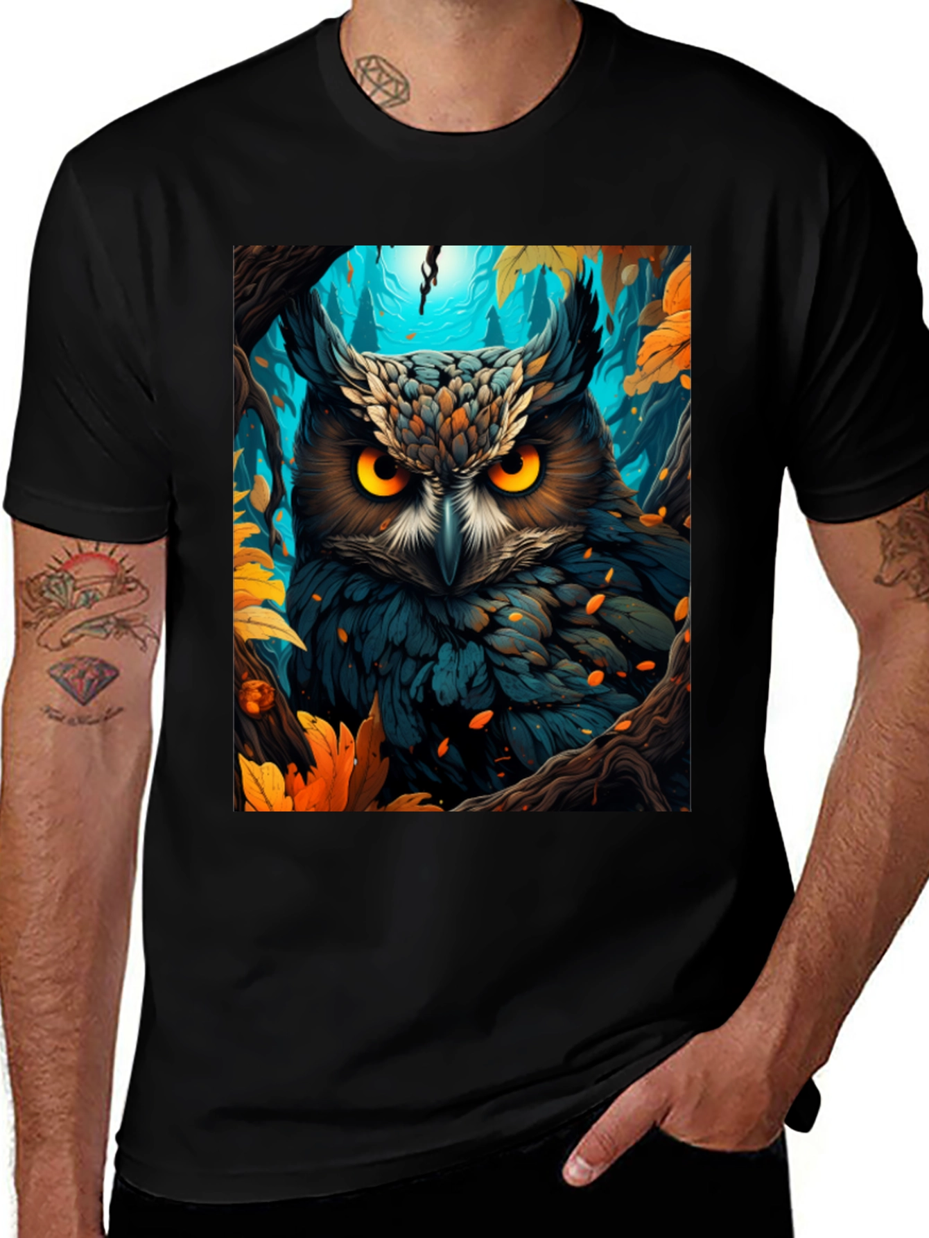 Variant 23 of Owl Forest T-Shirt - Nature Graphic Tee