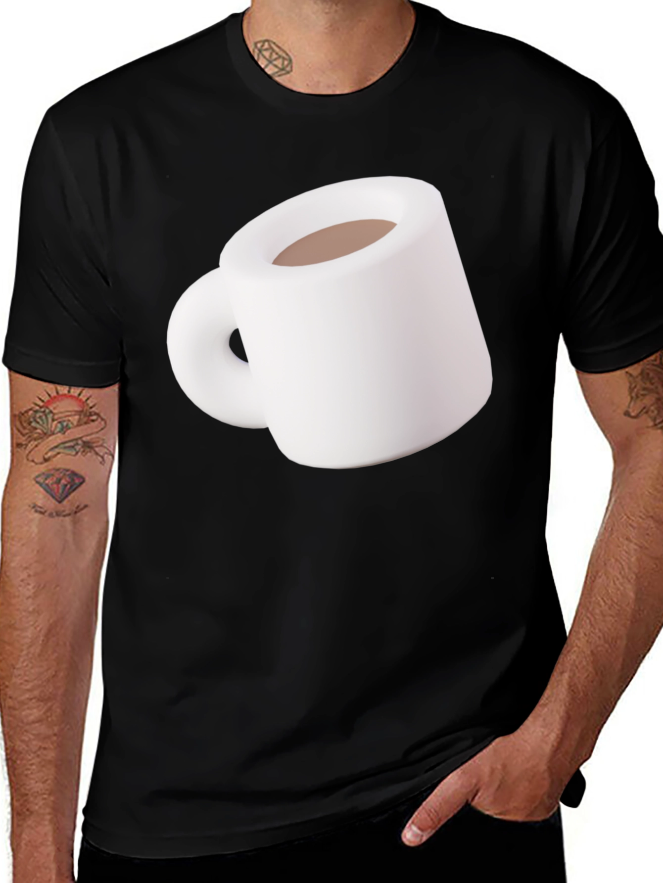 Variant 18 of Coffee Mug Graphic Tee - Black Cotton T-Shirt