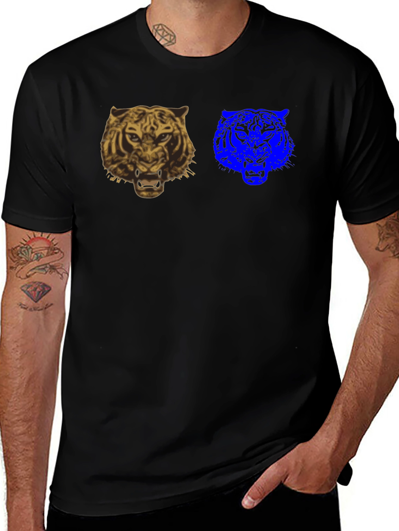 Variant 16 of Tiger Graphic Tee - Men's Black Cotton T-Shirt