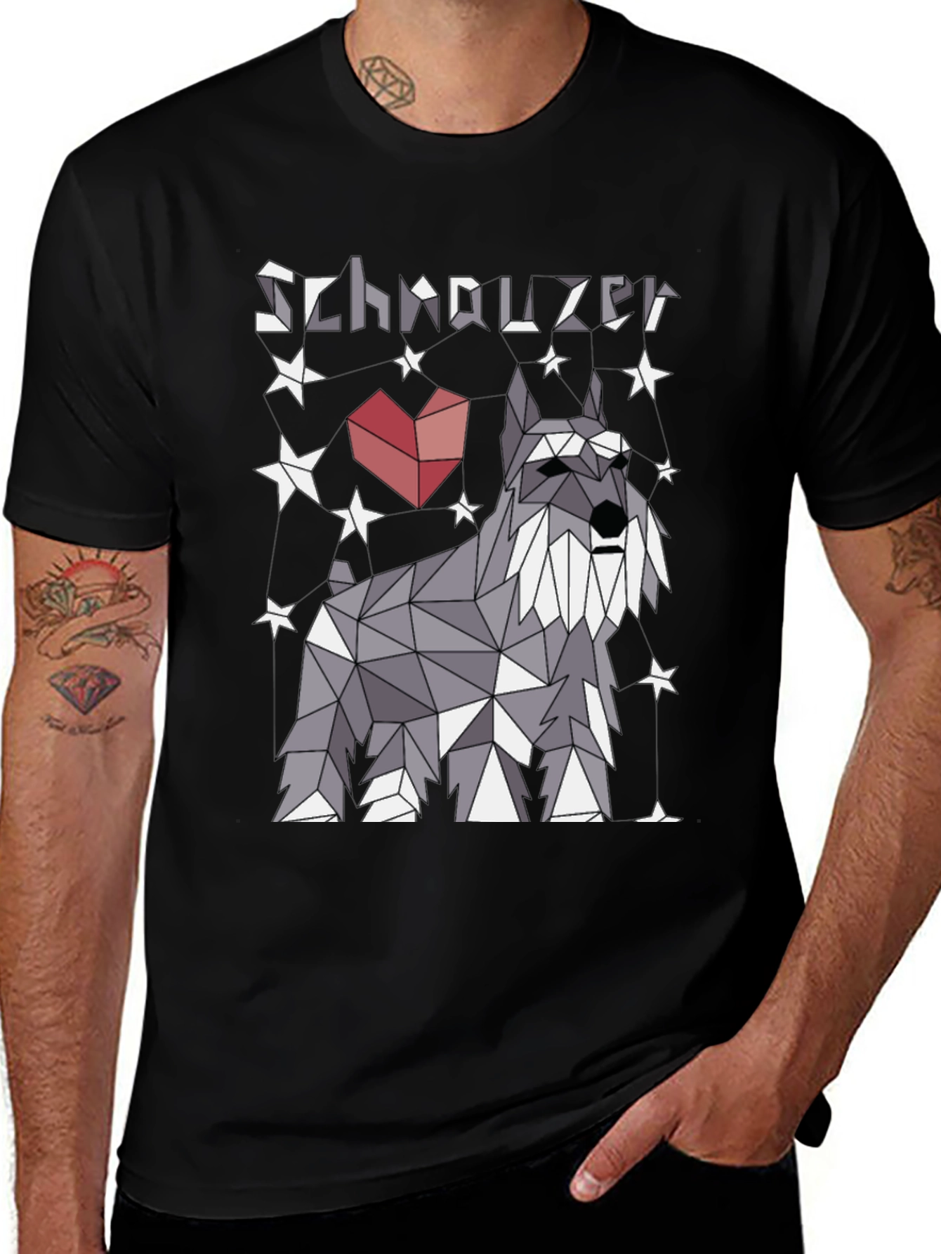 Geometric Schnauzer Dog T-Shirt - Stylish Pet Lover Tee