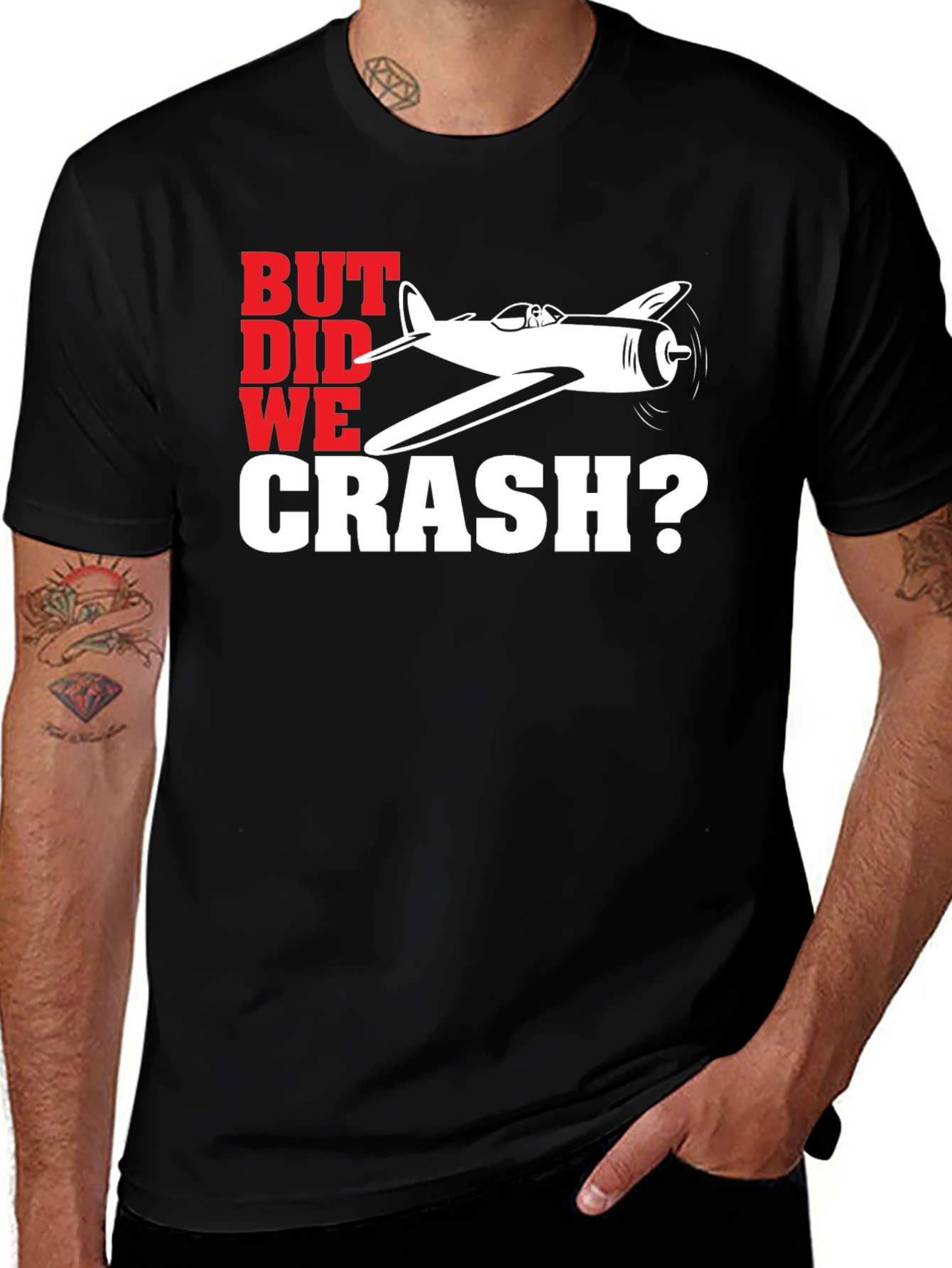 Variant 28 of But Did We Crash? Airplane Graphic T-Shirt