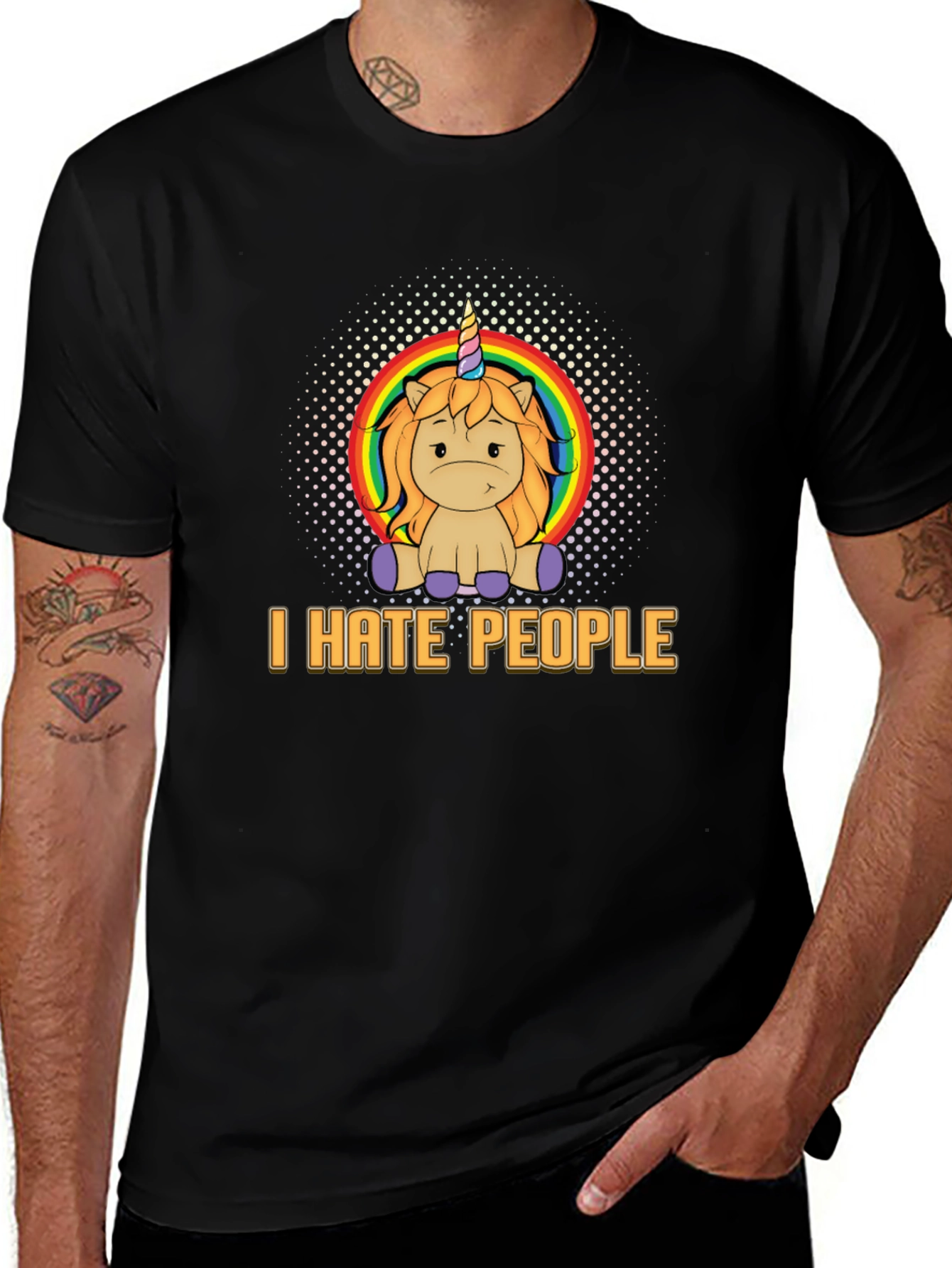 Variant 30 of I Hate People Unicorn Graphic Tee - Black
