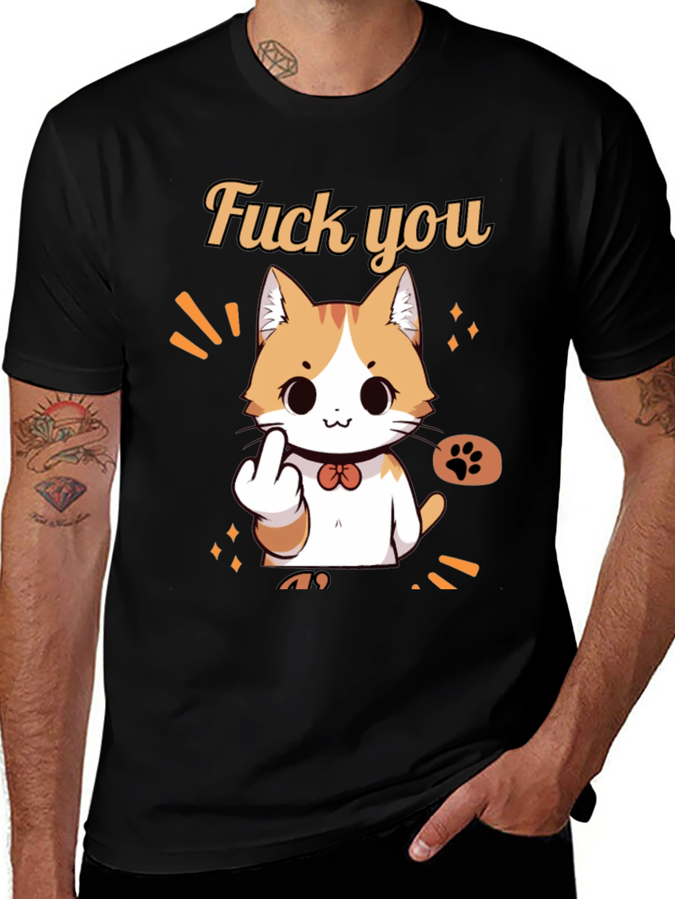 Variant 28 of Funny Cat Middle Finger Graphic Tee