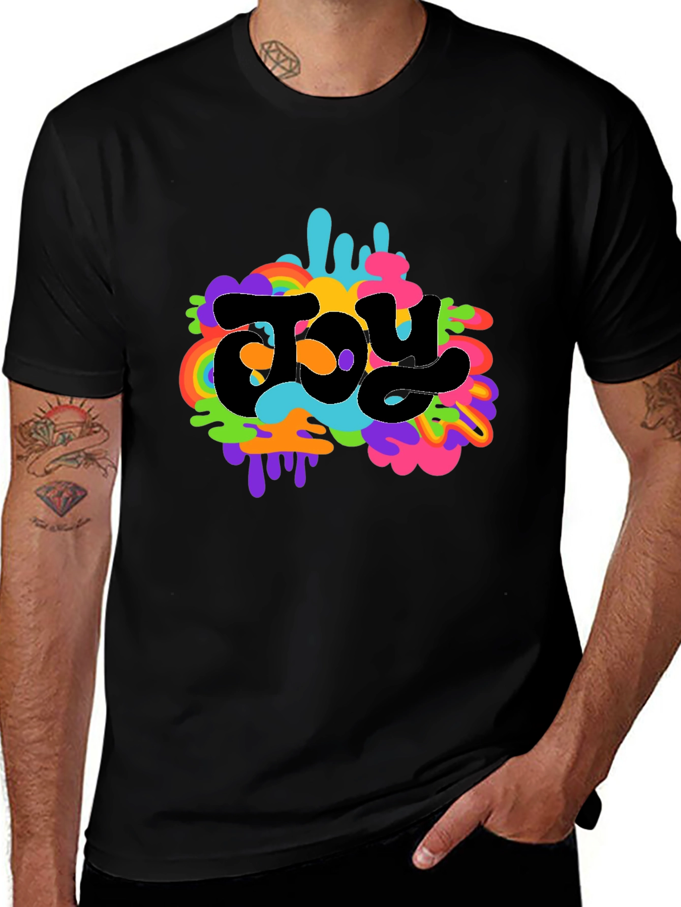 Variant 29 of Joy T-Shirt - Black with Colorful Graphic