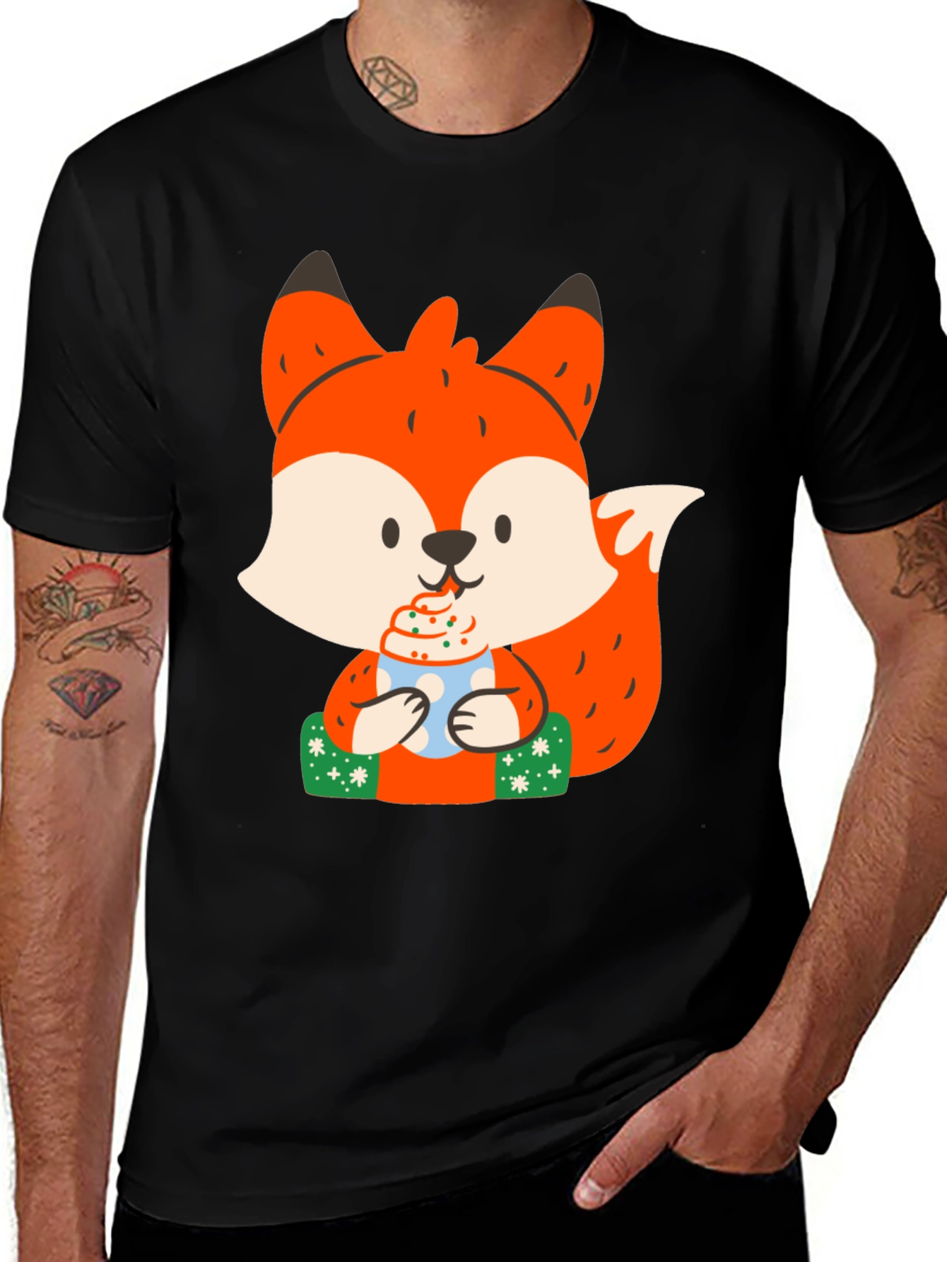 Variant 29 of Fox Eating Cupcake Graphic T-Shirt