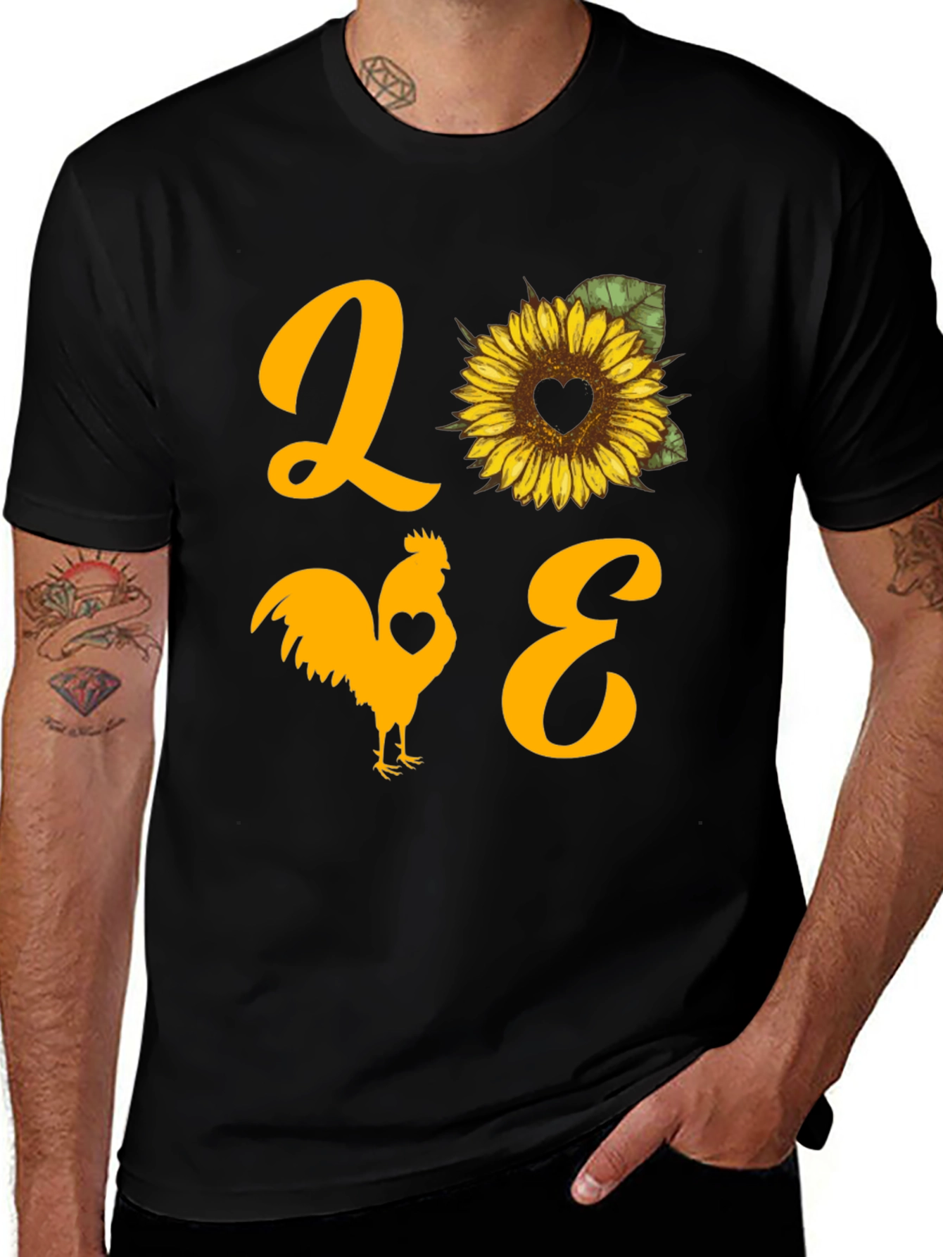 Variant 17 of LOVE Rooster Sunflower Graphic T-Shirt