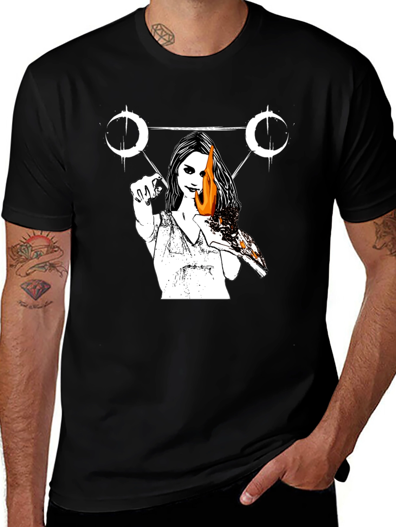 Variant 26 of Occult Witch Burning Pizza Slice T-Shirt