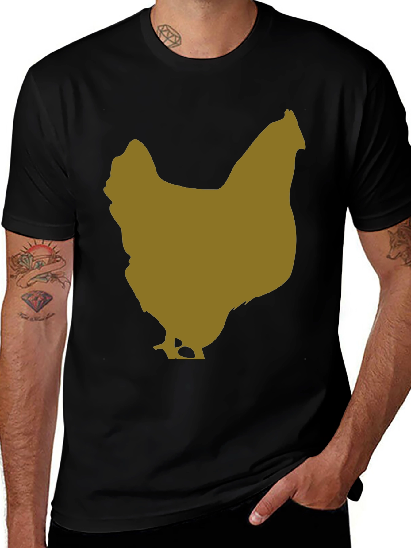 Variant 10 of Chicken Silhouette Tee - Black Cotton Blend