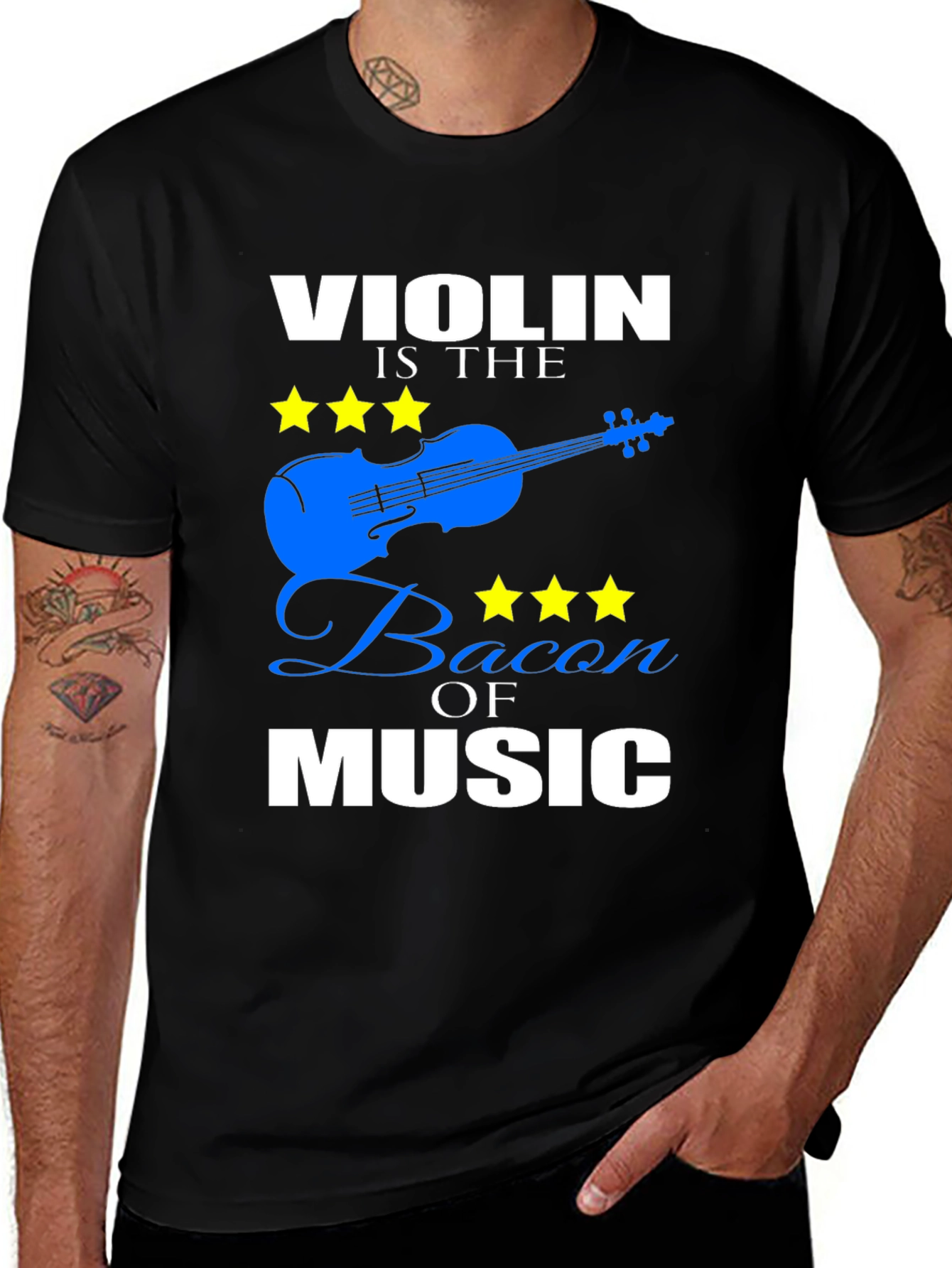 Variant 23 of Violin is the Bacon of Music Black Graphic T-Shirt