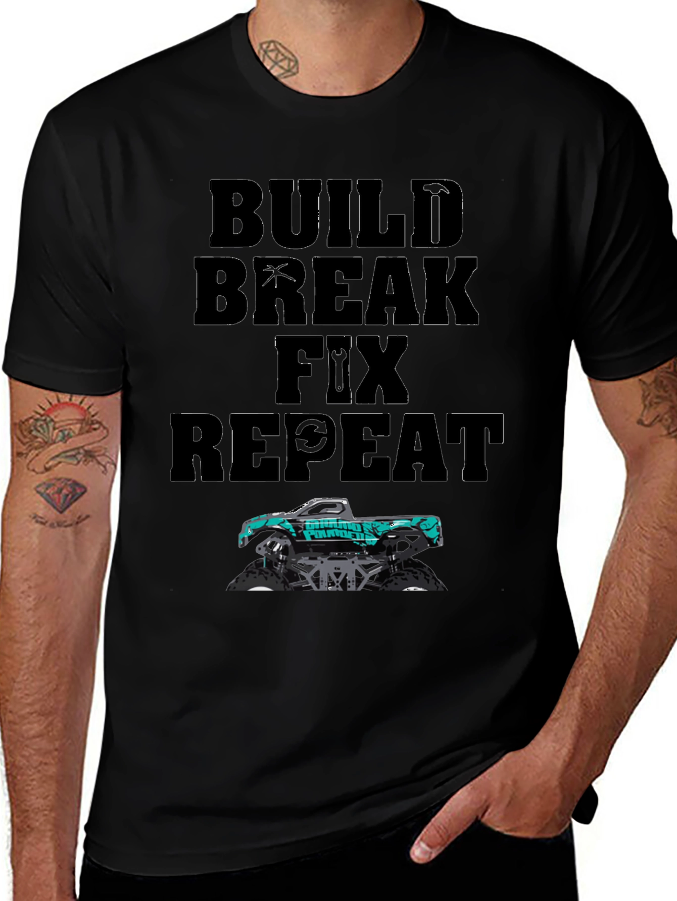 Variant 30 of Build Break Fix Repeat Monster Truck T-Shirt