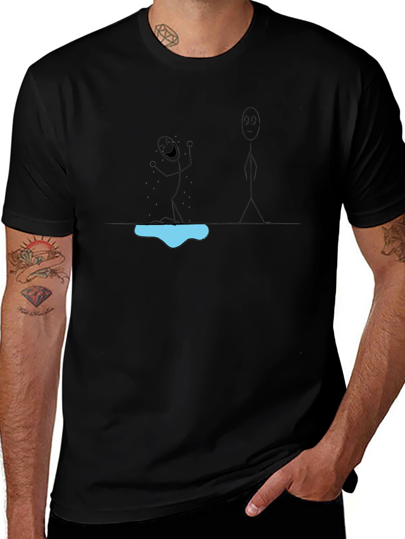 Variant 5 of Funny Stick Figure T-Shirt - Happy Jumping