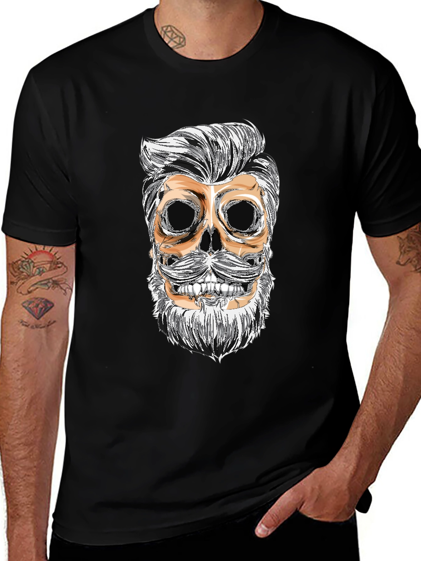 Skull with Beard Graphic Tee