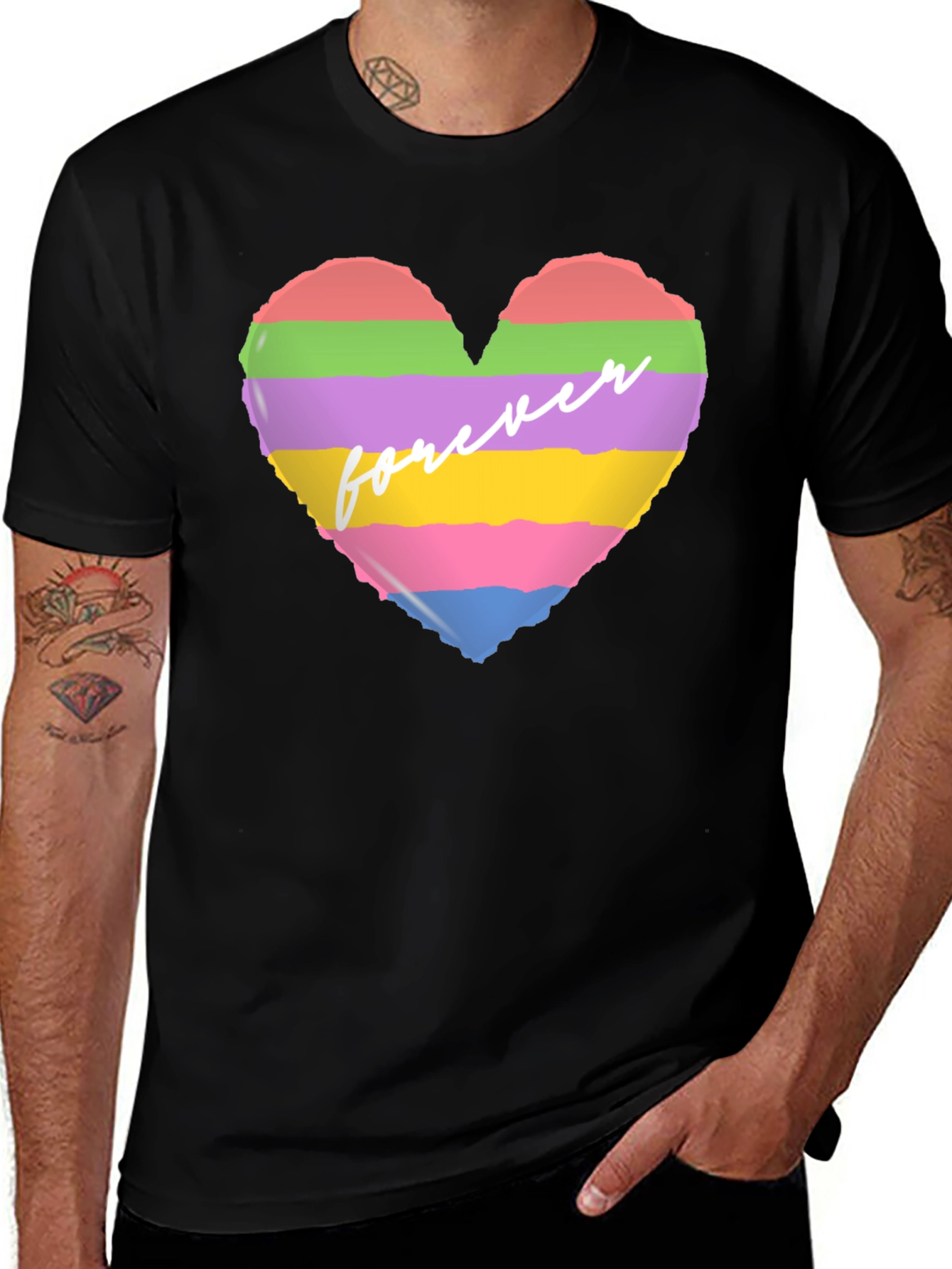 Variant 4 of Forever Heart Graphic Tee - Rainbow Pride Shirt