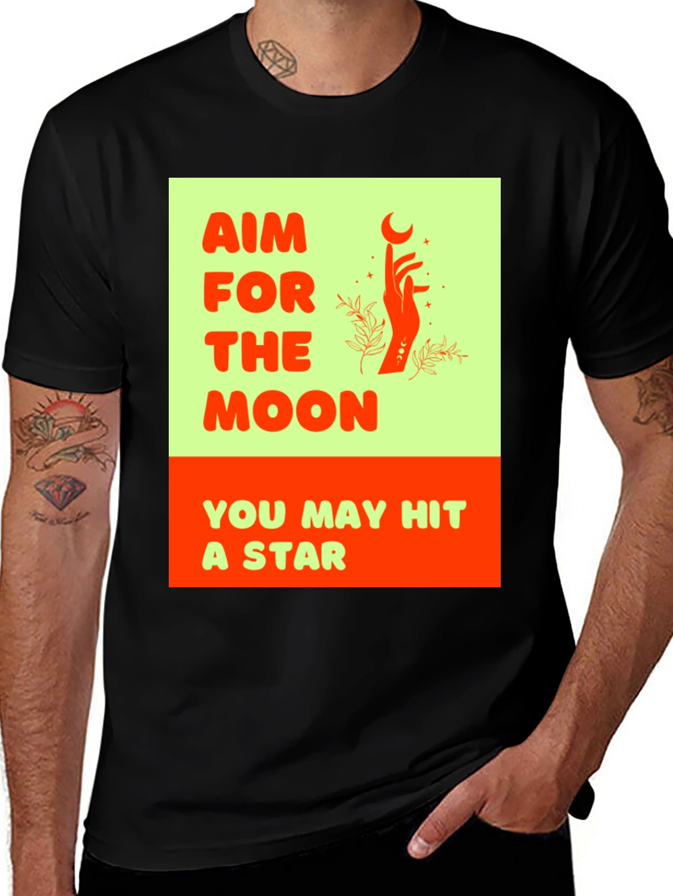 Variant 20 of Aim for the Moon Graphic Tee - Black