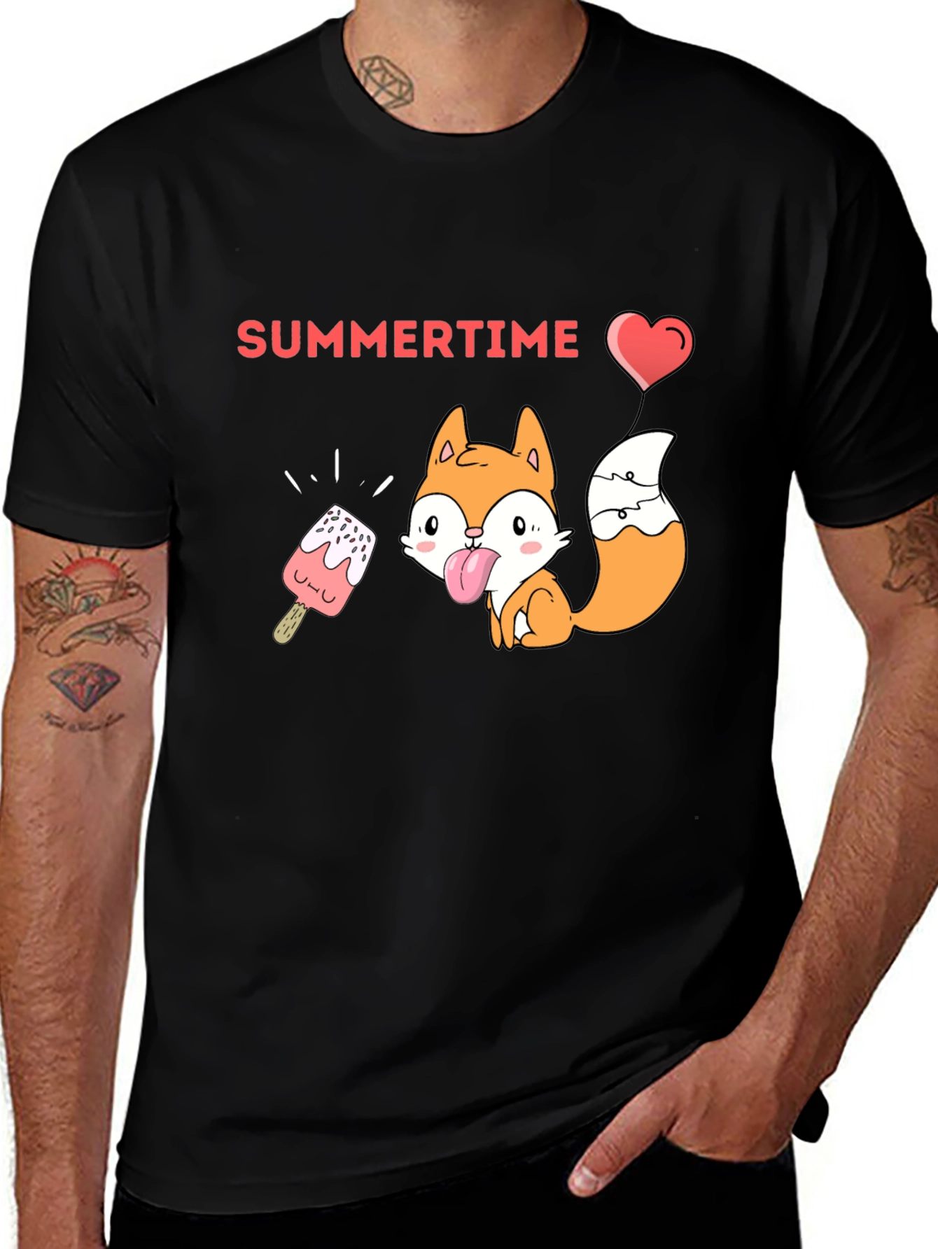 Variant 30 of Summertime Fox Graphic Tee - Black