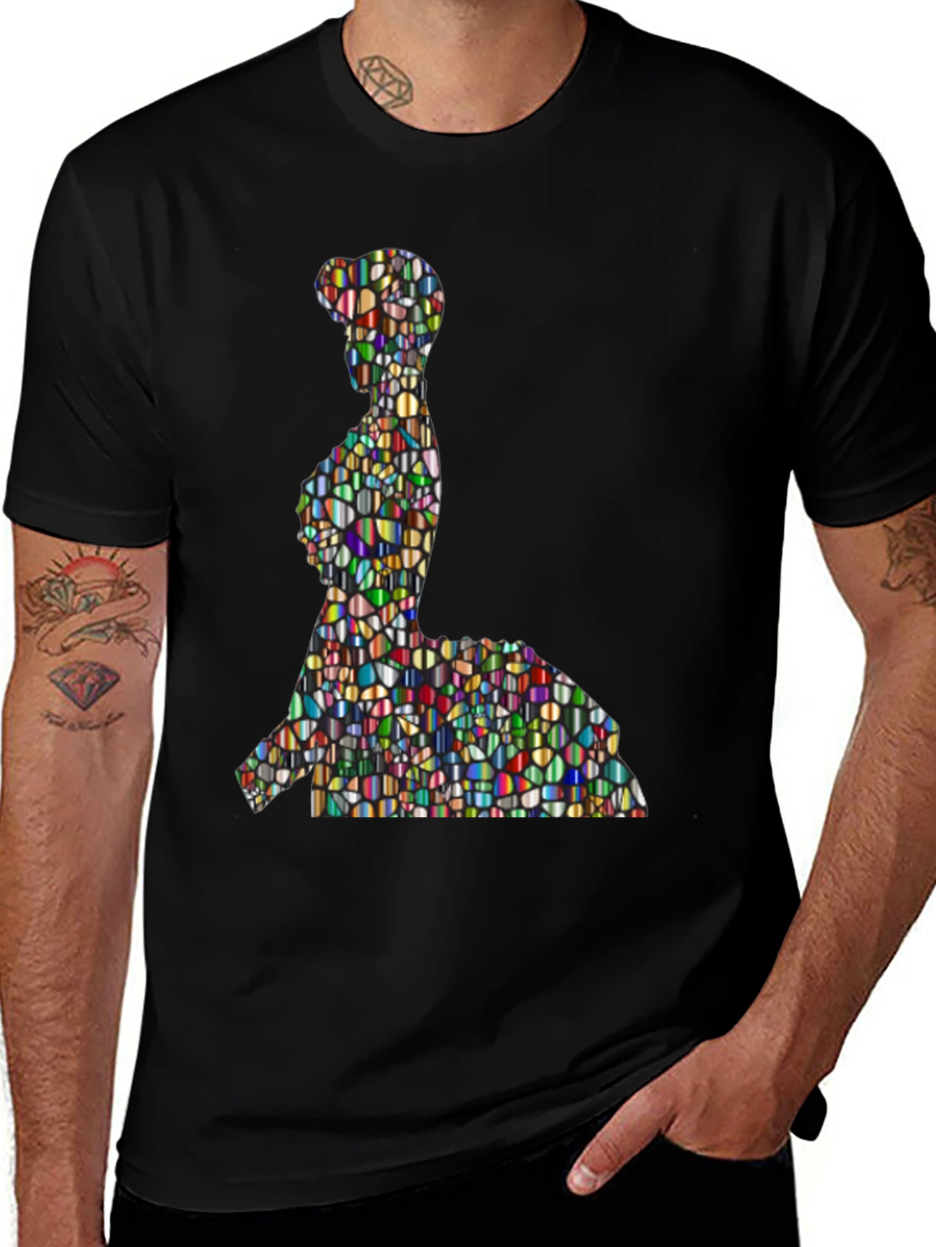 Variant 18 of Abstract Mosaic Woman Black T-Shirt