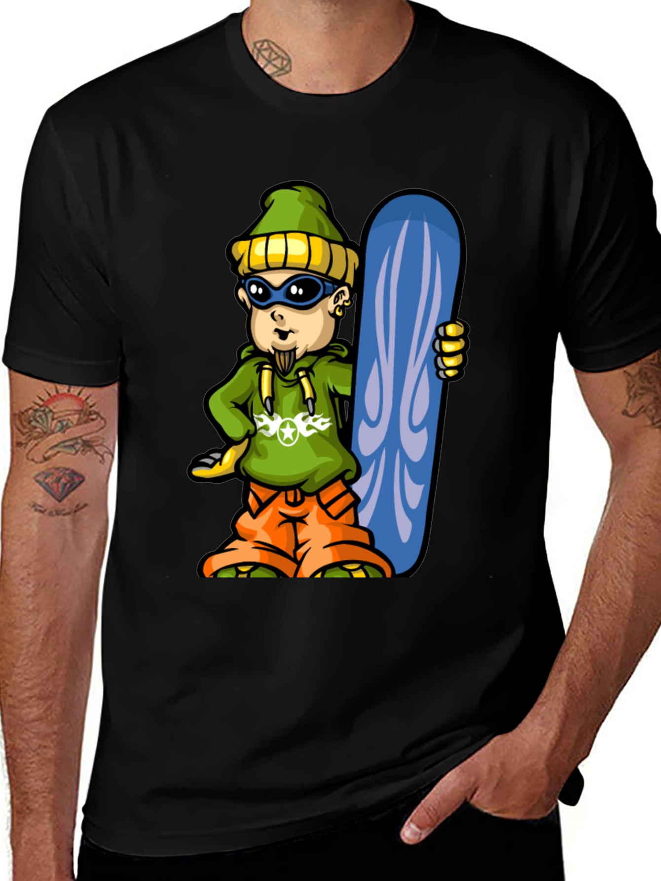 Variant 26 of Cartoon Snowboarder Graphic T-Shirt